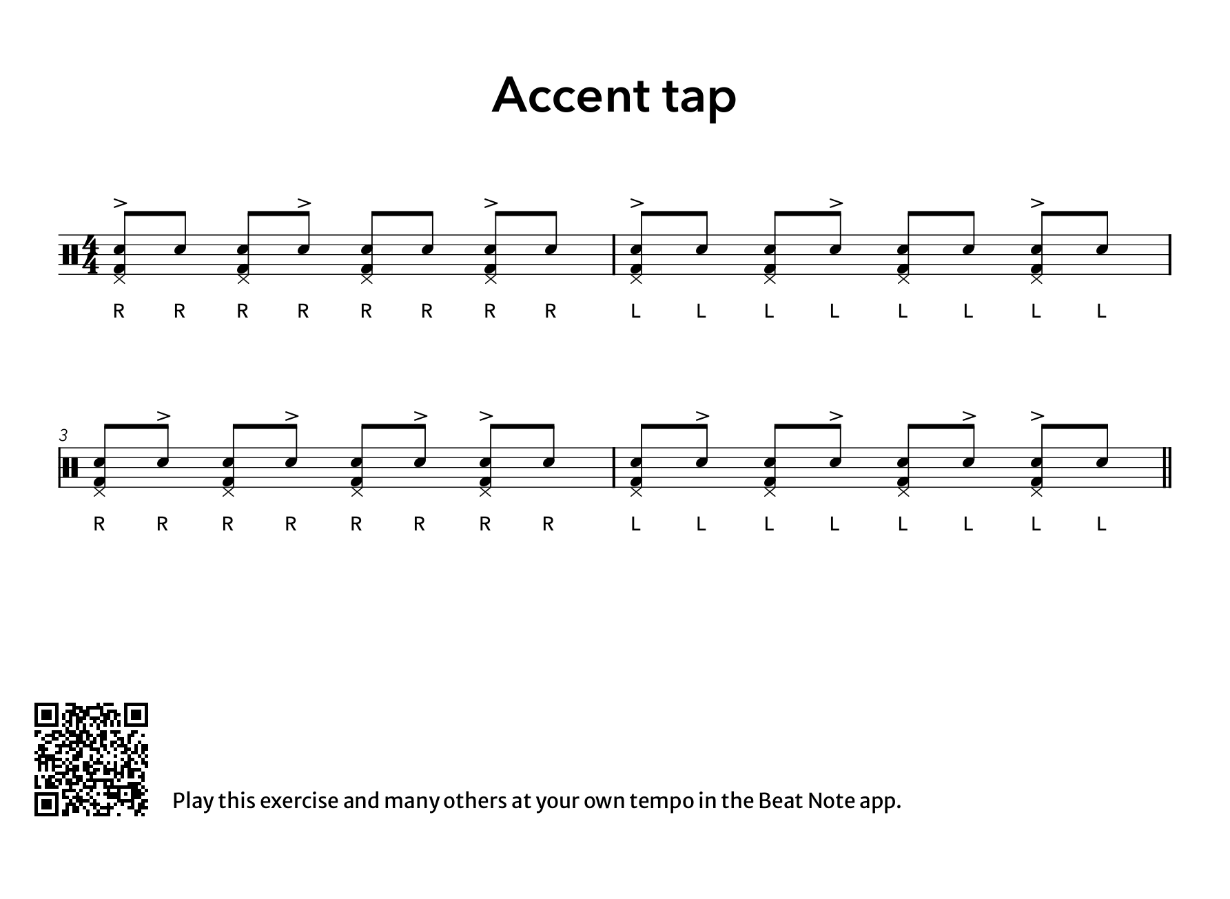 Accent Tap - Drum Notation