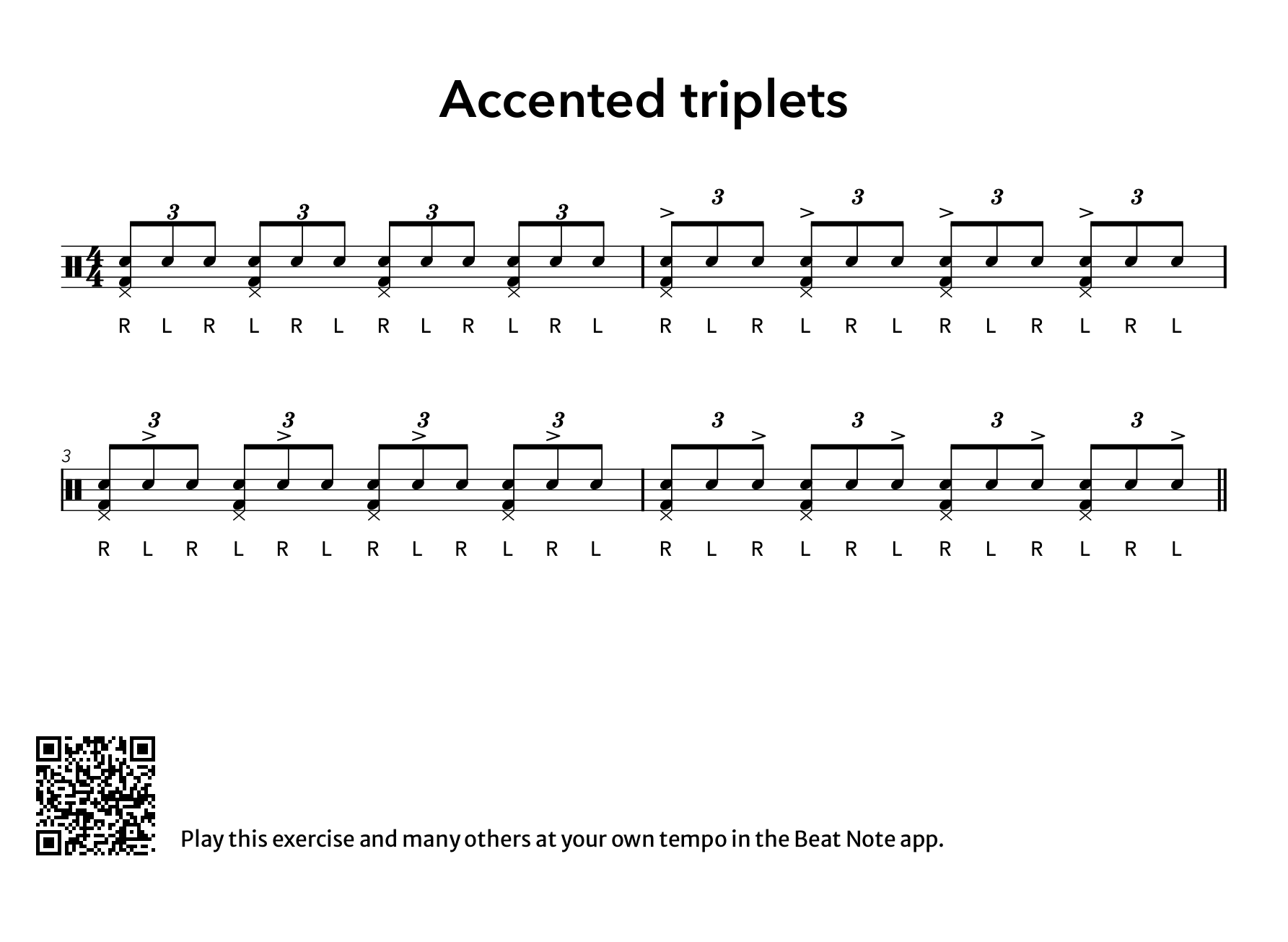 Accented Triplets - Drum Notation