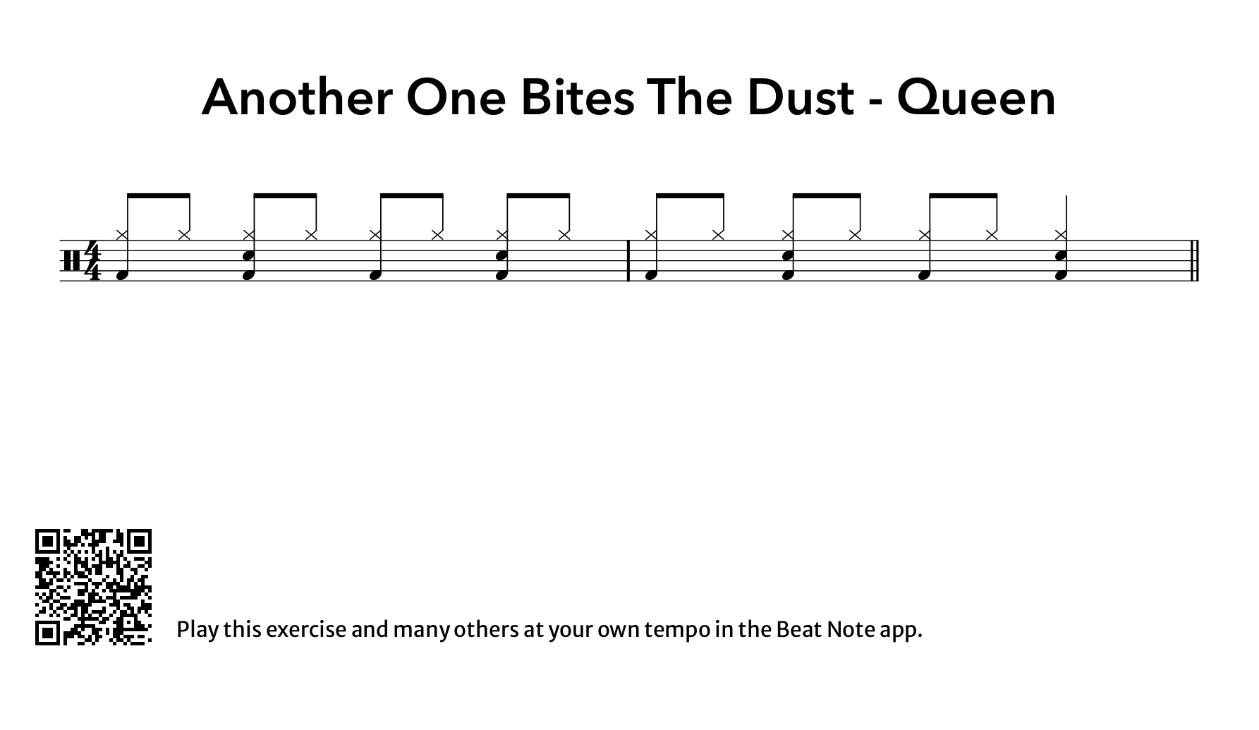 Another One Bites The Dust - Queen - Drum Notation