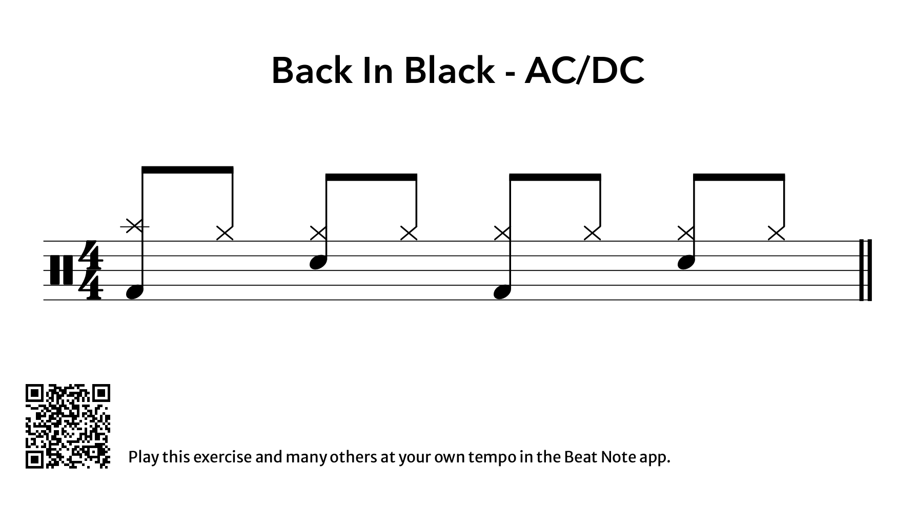 Back in Black - Basic Groove - Drum Notation