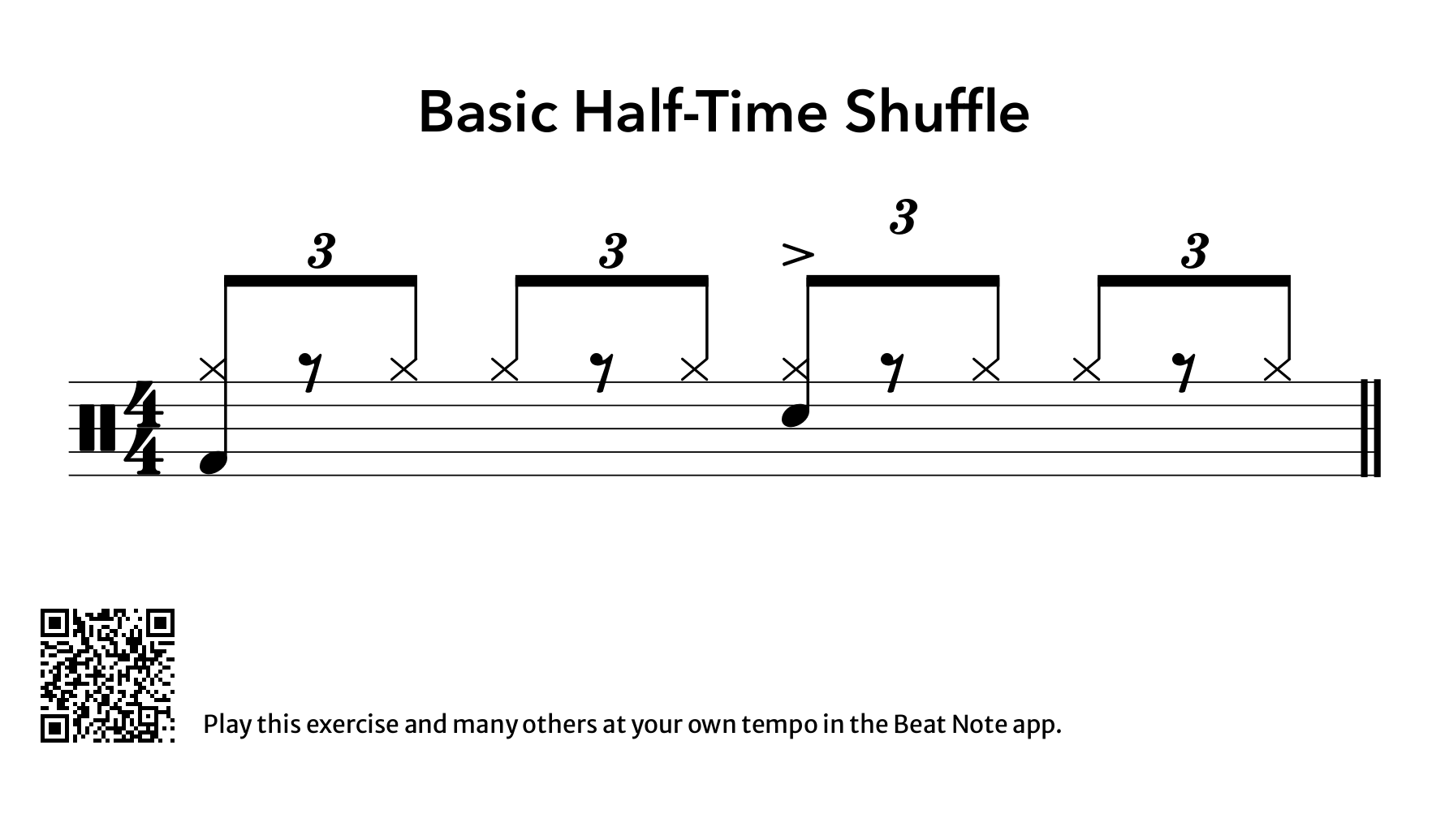 Basic Half-Time Shuffle - Drum Notation