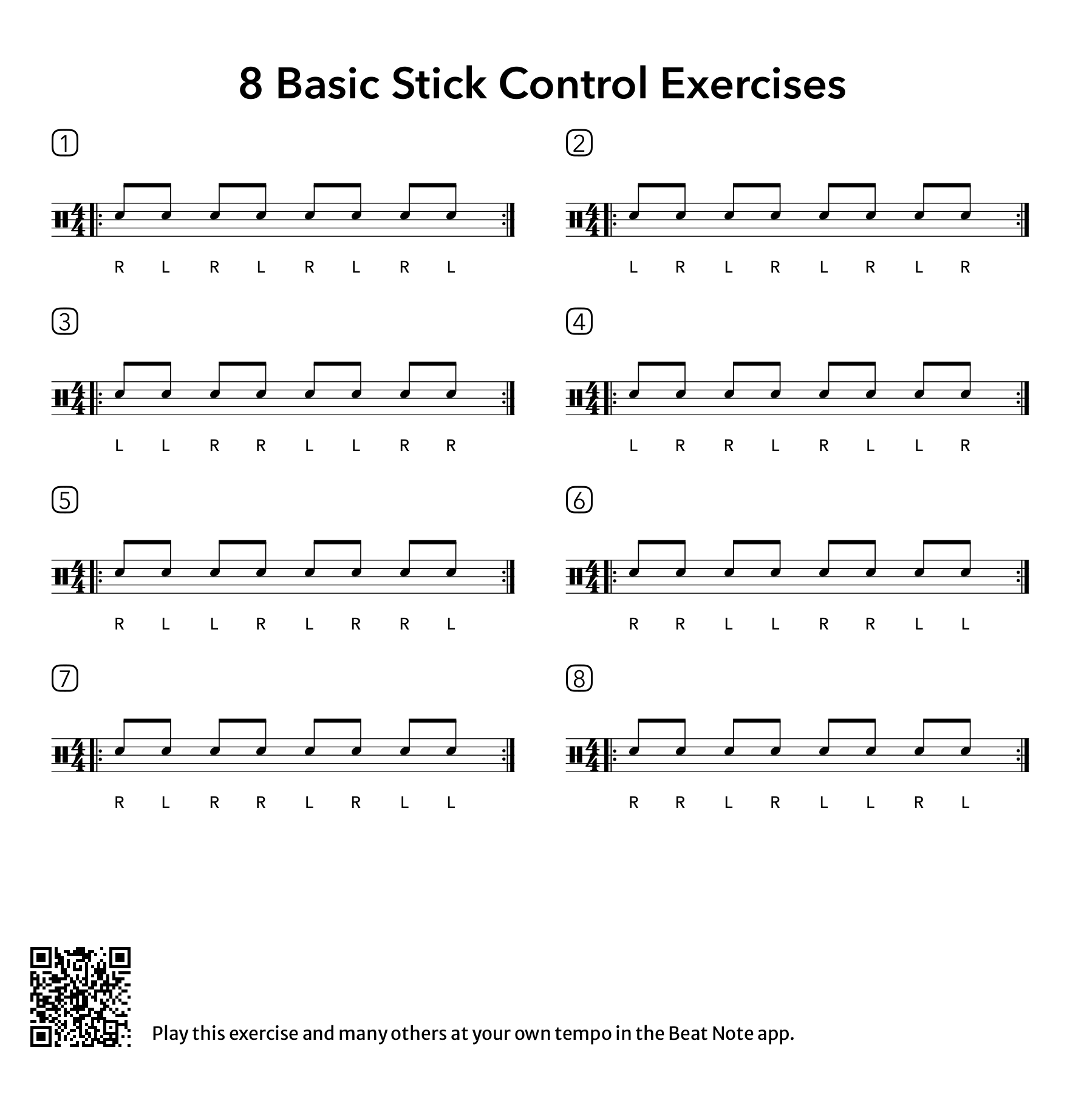 Iconic Top 8 Basic Stick Control Exercises - Drum Notation