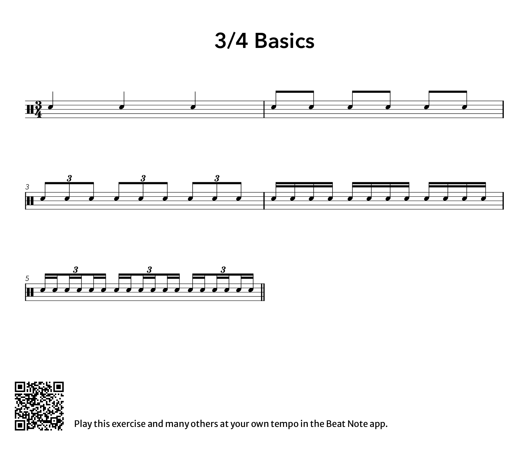 The Basics of 3/4 - Drum Notation