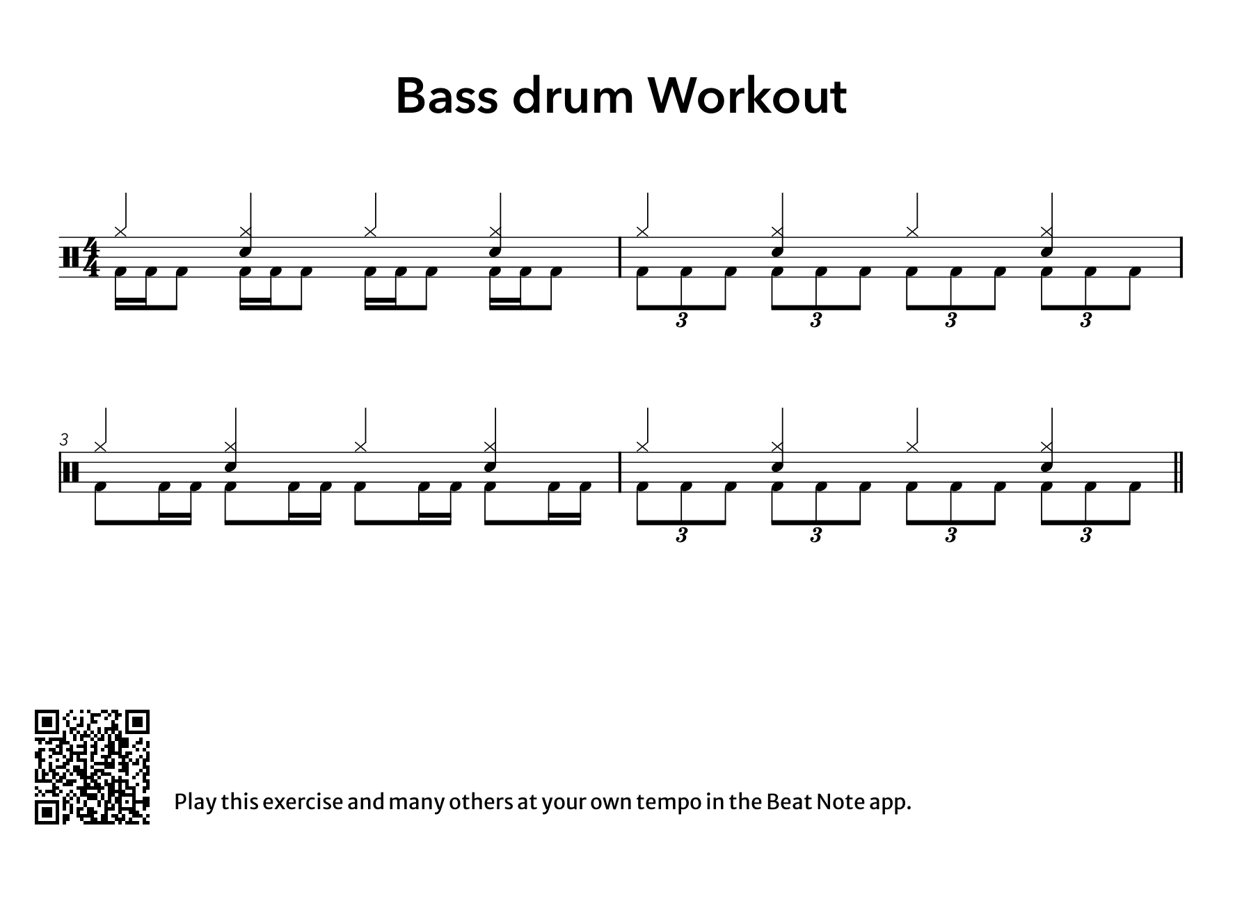 Bass Drum Workout - Drum Notation