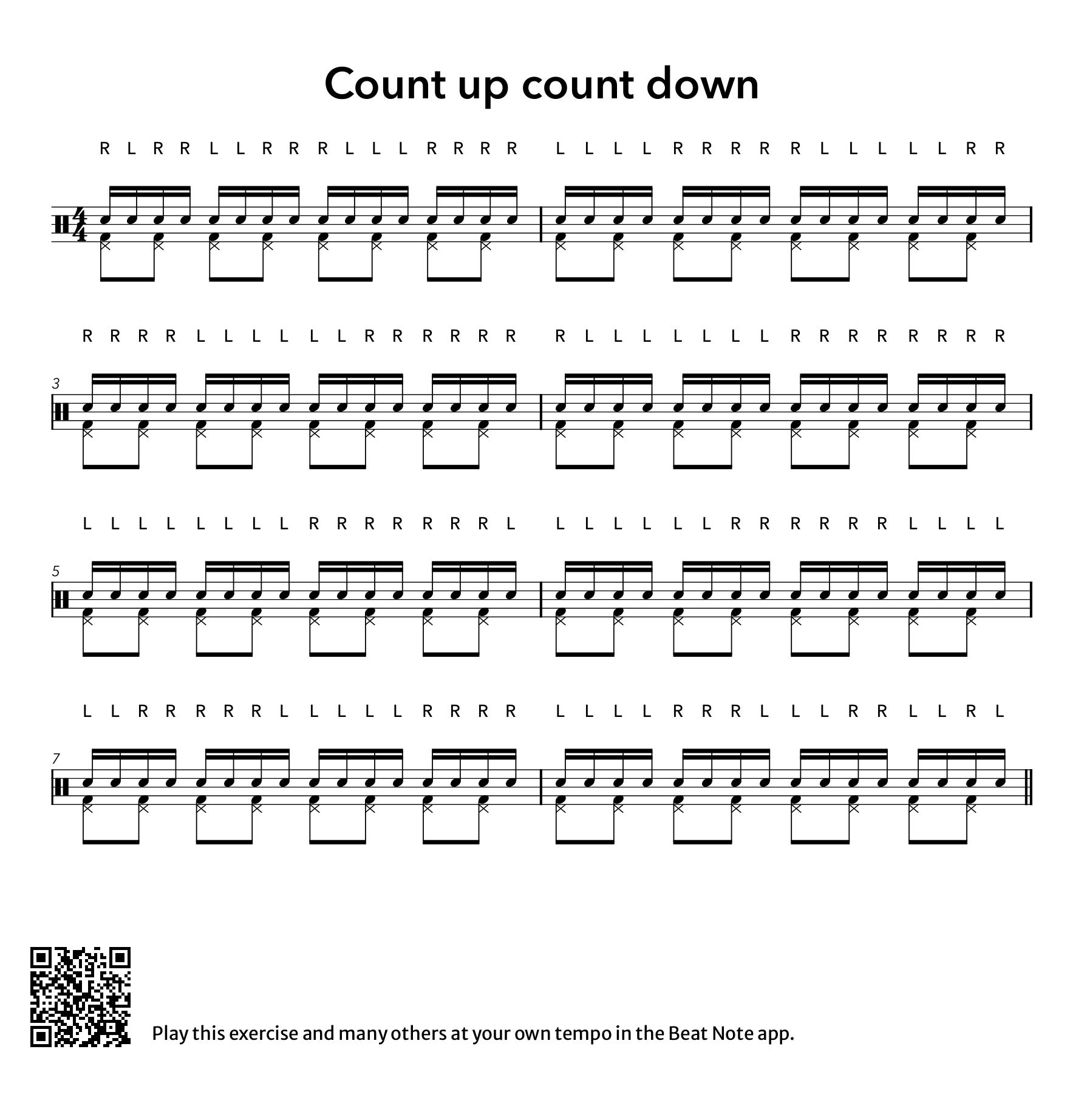 Count Up, Count Down - Drum Notation