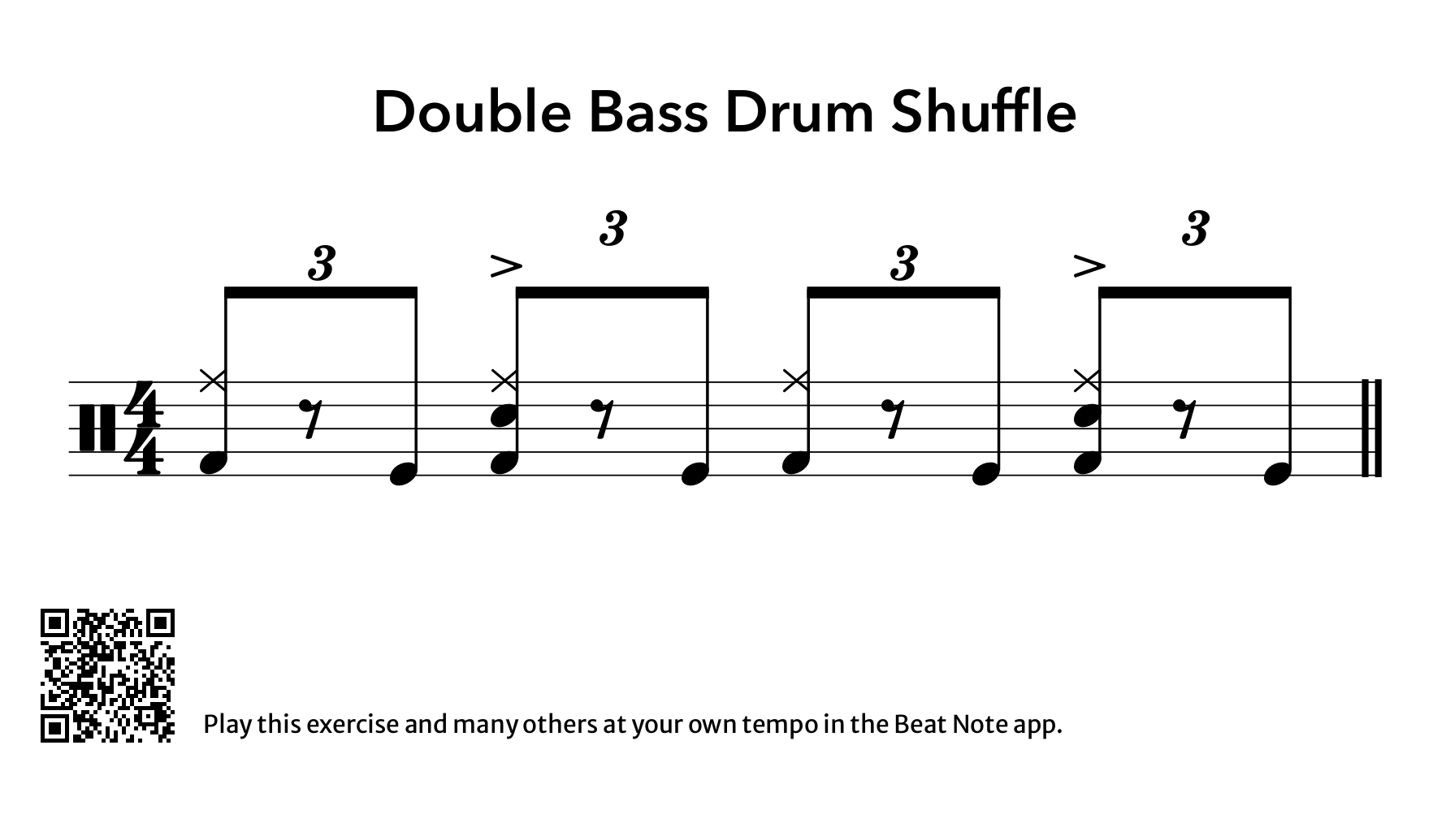 Double Bass Drum Shuffle - Drum Notation