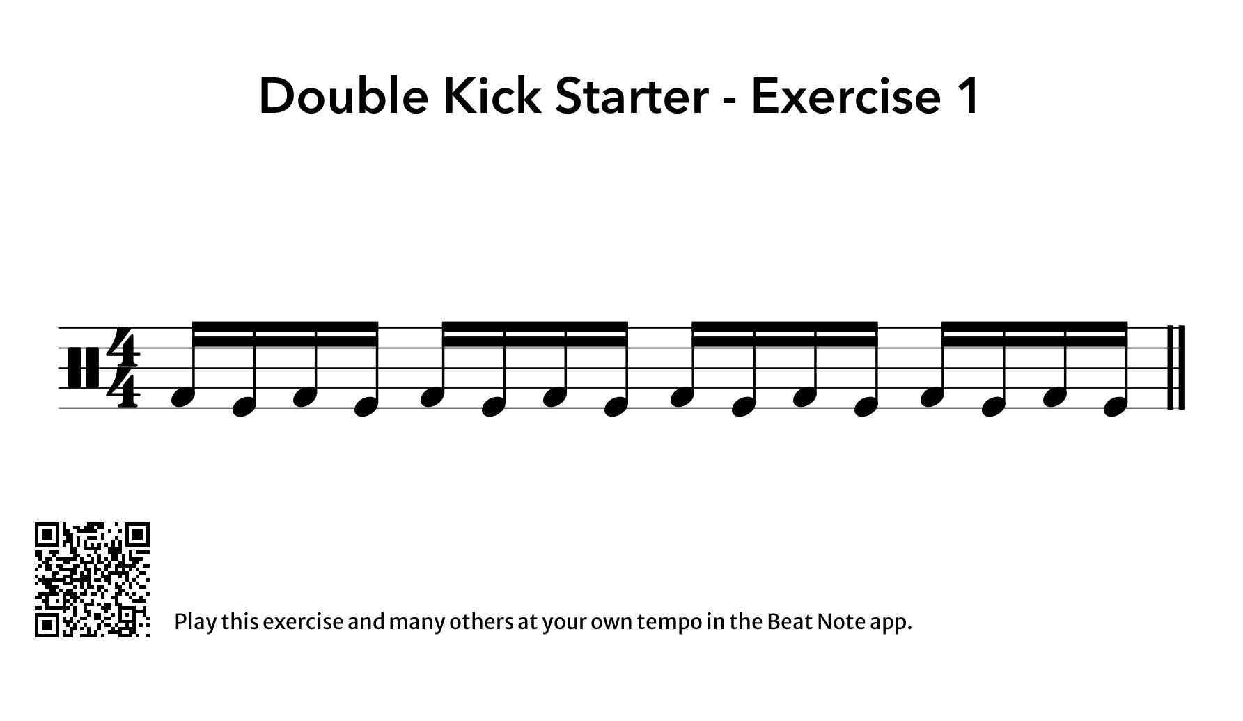 Double Kick Starter Exercise 1 - Drum Notation