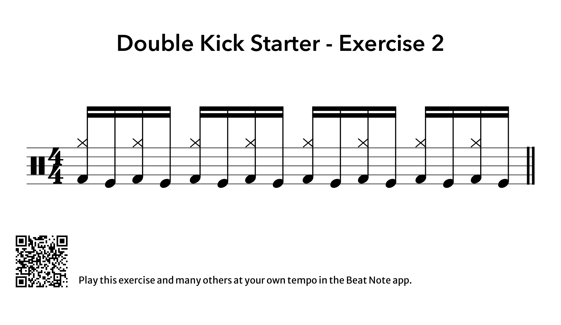 Double Kick Starter Exercise 2 - Drum Notation