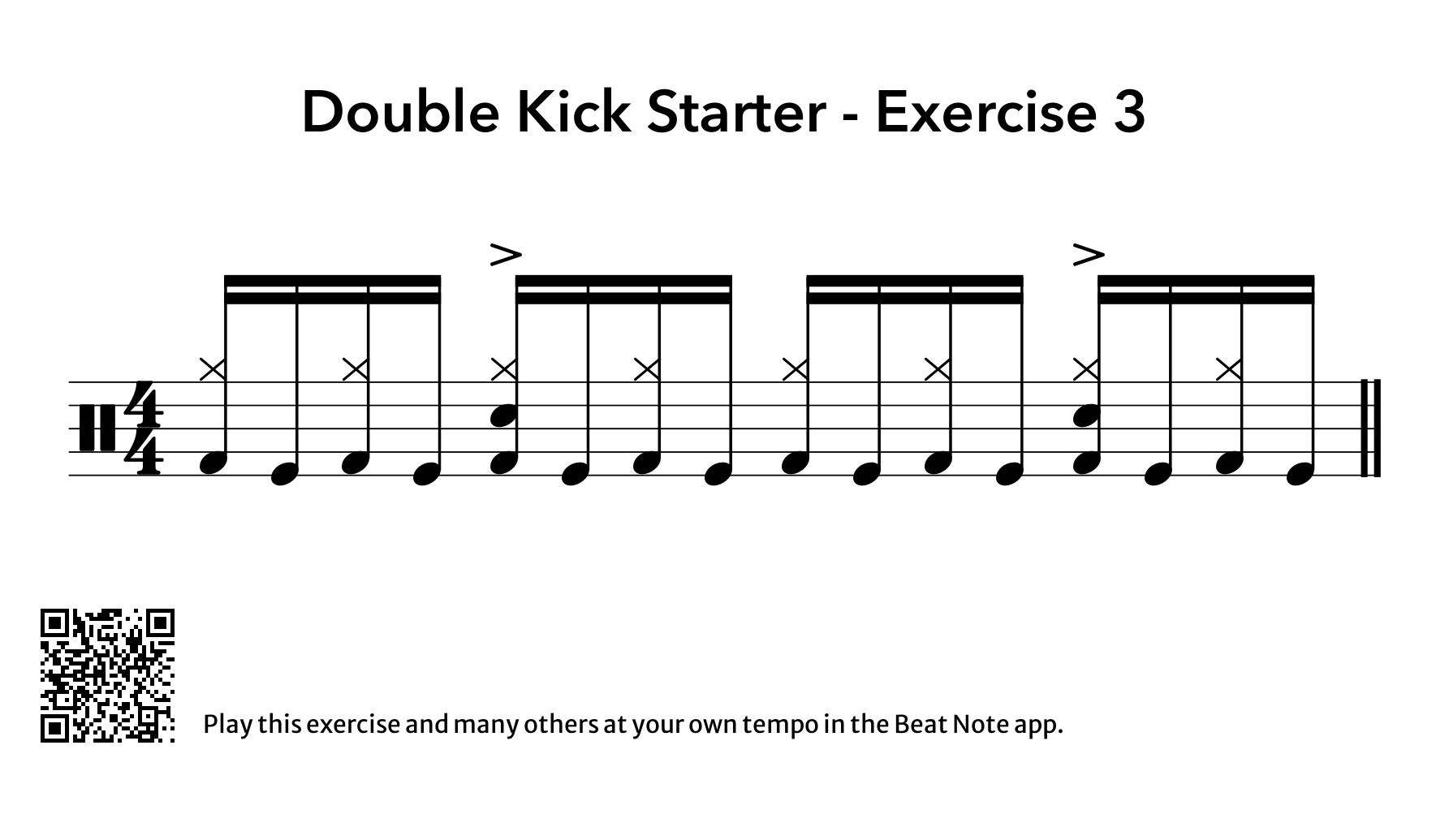 Double Kick Starter Exercise 3 - Drum Notation