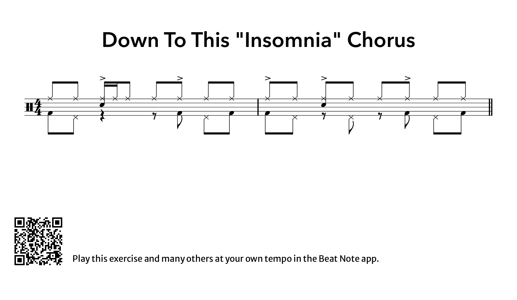 Down To This "Insomnia" Chorus - Drum Notation