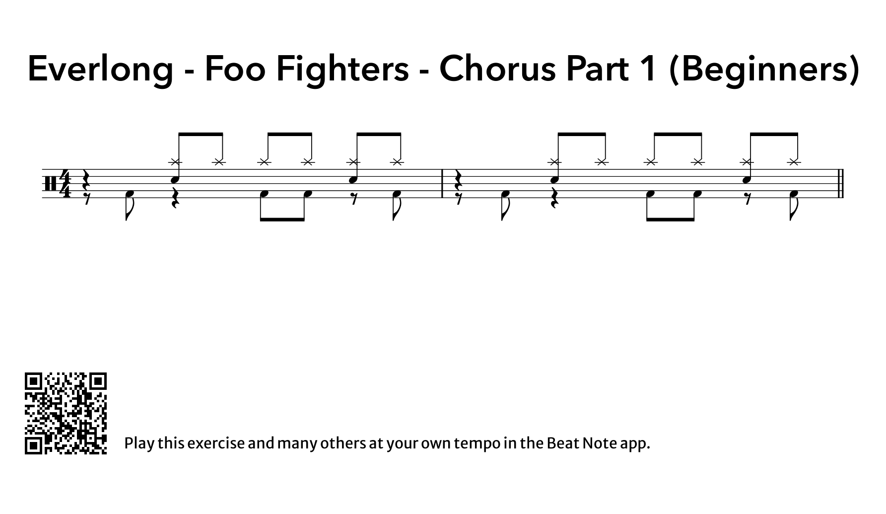 Everlong - Chorus Part 1 (Beginners) - Drum Notation