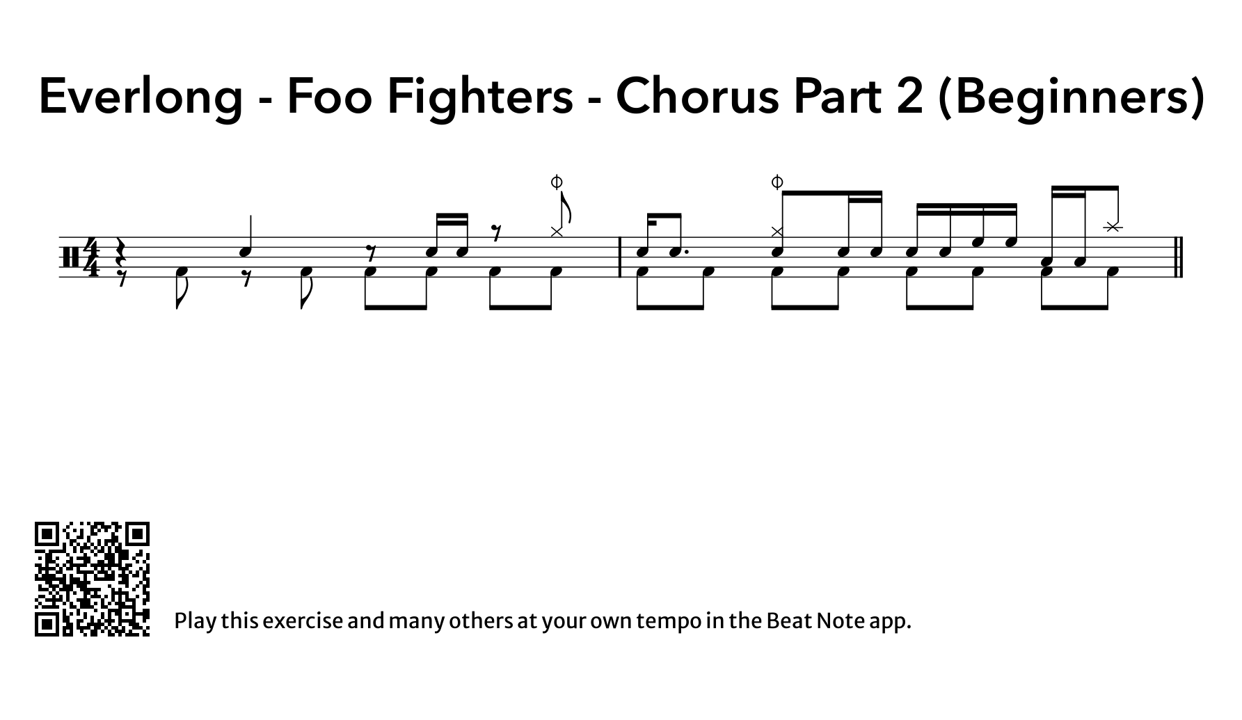 Everlong - Chorus Part 2 (Beginners) - Drum Notation