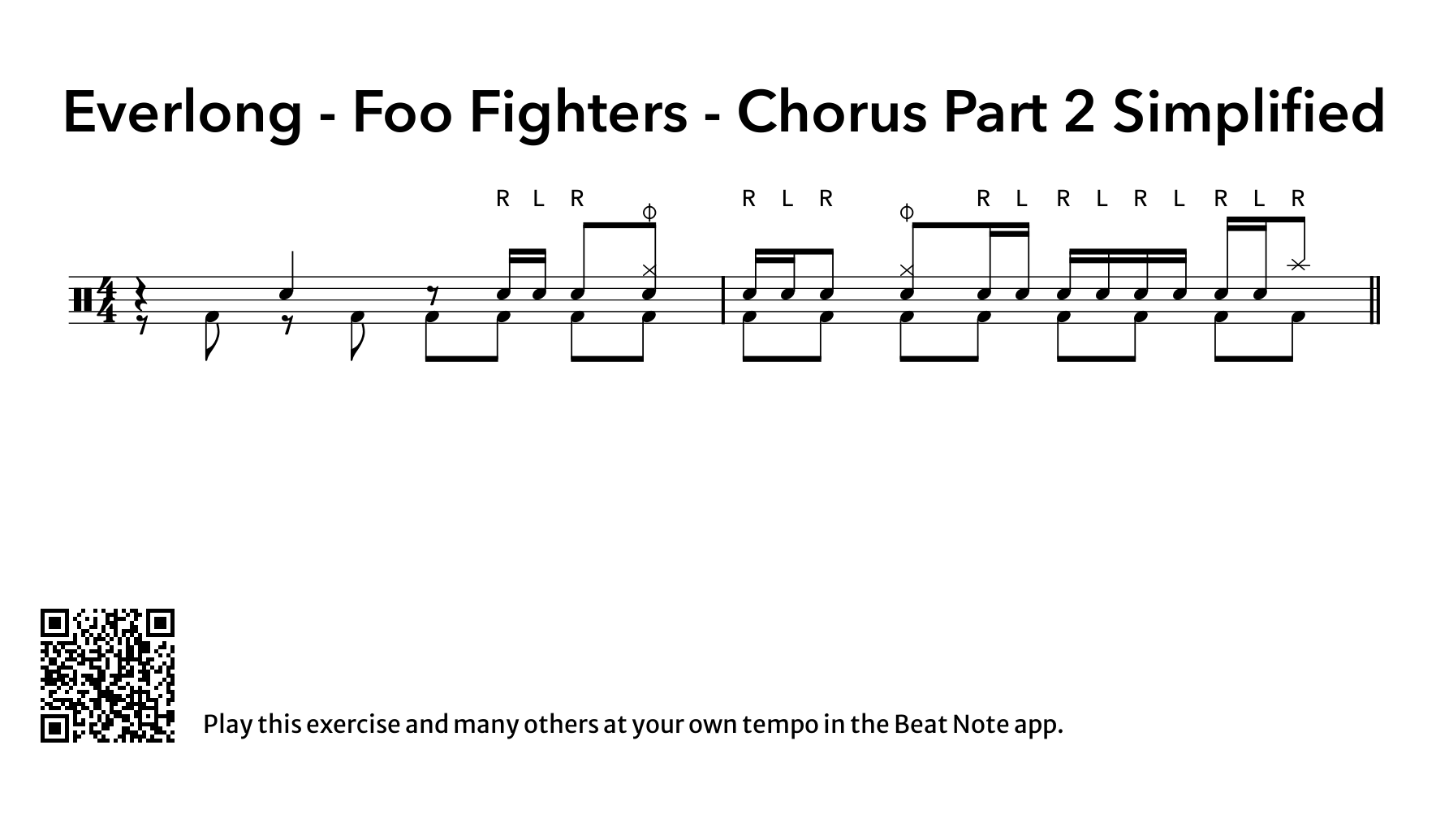 Everlong - Chorus Part 2 (Simplified) - Drum Notation