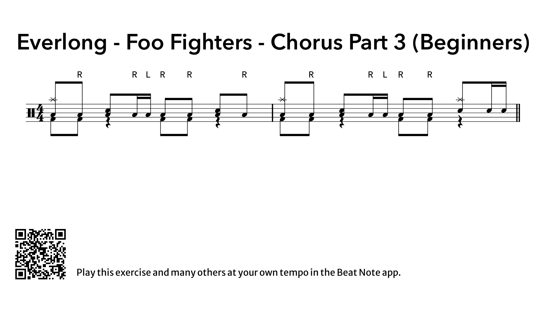 Everlong - Chorus Part 3 (Beginners) - Drum Notation