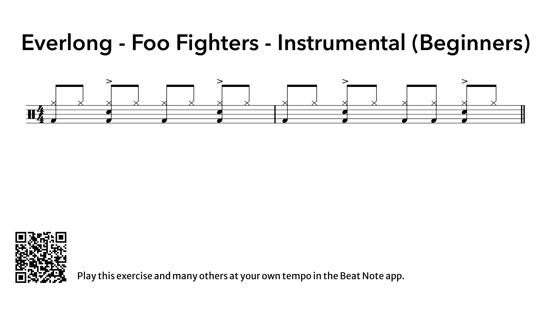 Everlong - Instrumental Interlude (Beginners) - Drum Notation