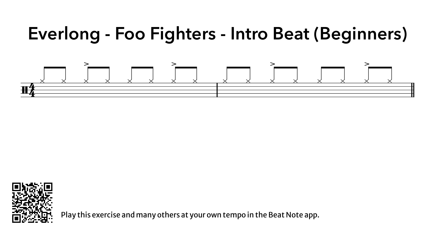 Everlong - Intro Beat - Drum Notation