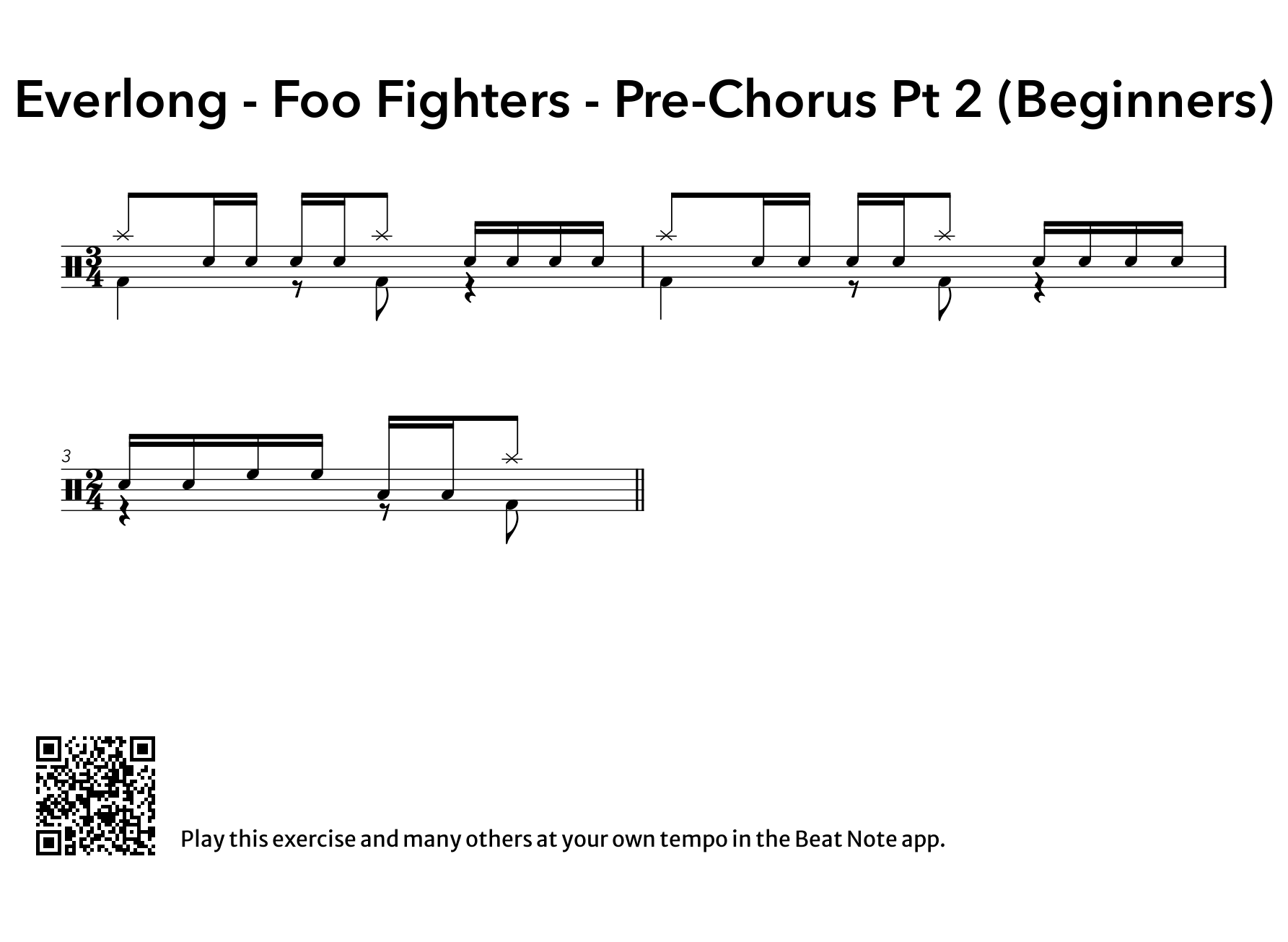 Everlong - Prechorus Part 2 (Beginners) - Drum Notation