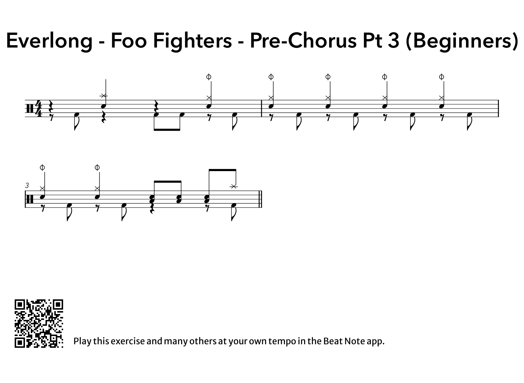 Everlong - Prechorus Part 3 (Beginners) - Drum Notation