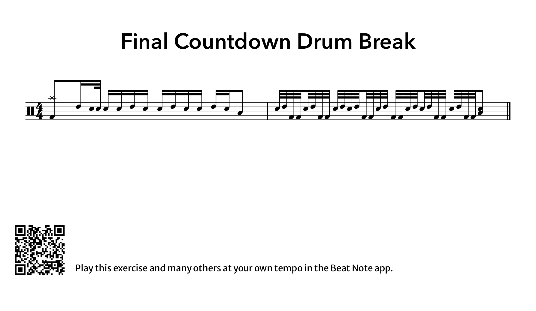 Final Countdown Drum Break - Drum Notation