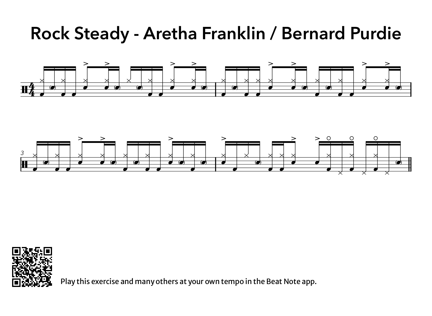 Rock Steady - Aretha Franklin - Drum Notation