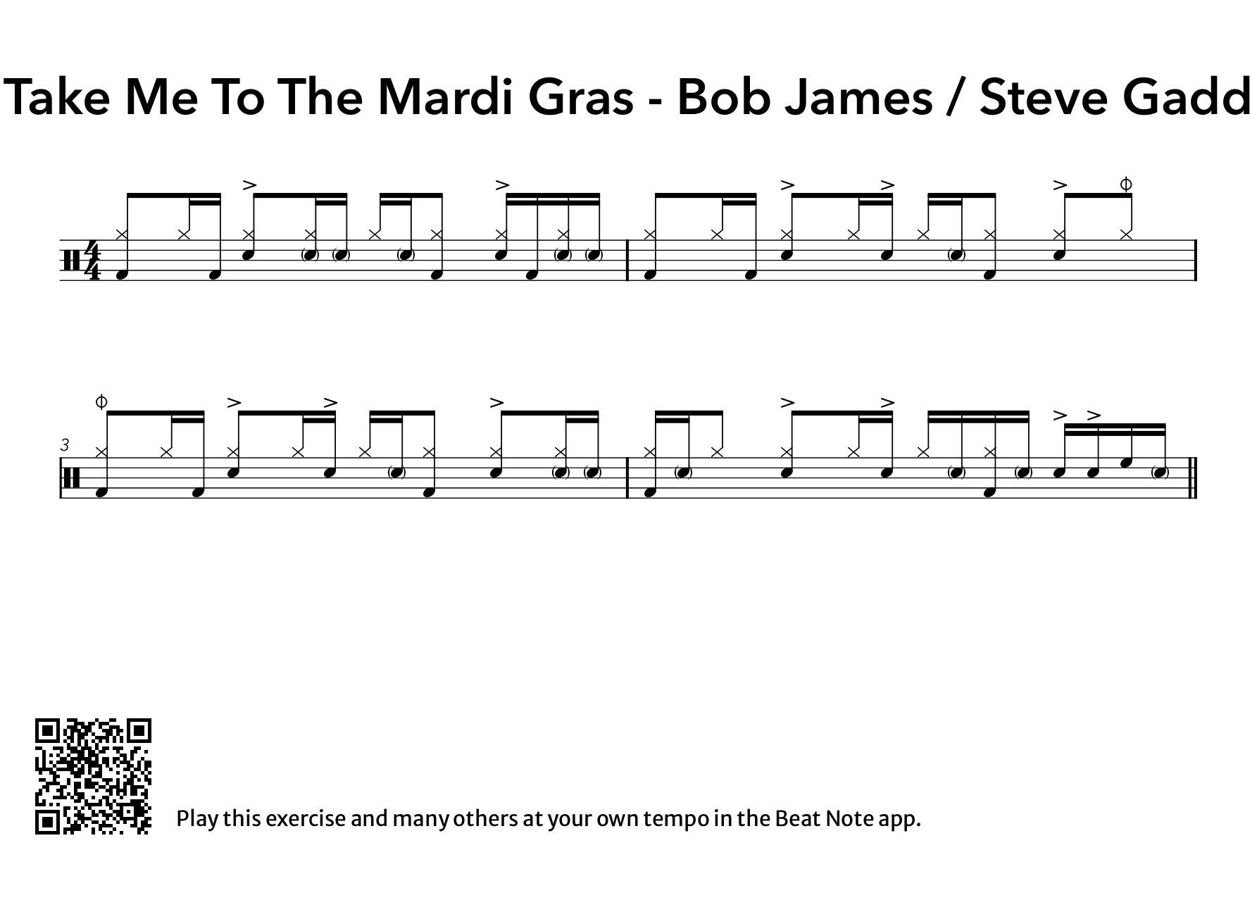 Take Me To The Mardi Gras - Bob James - Drum Notation