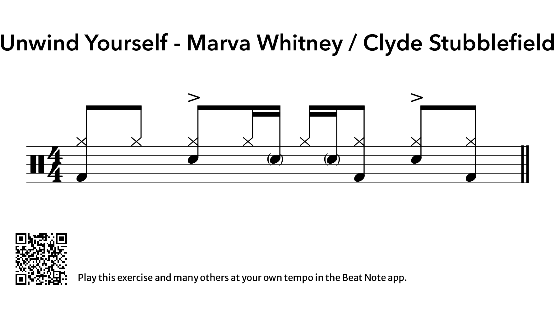 Unwind Yourself - Marva Whitney - Drum Notation