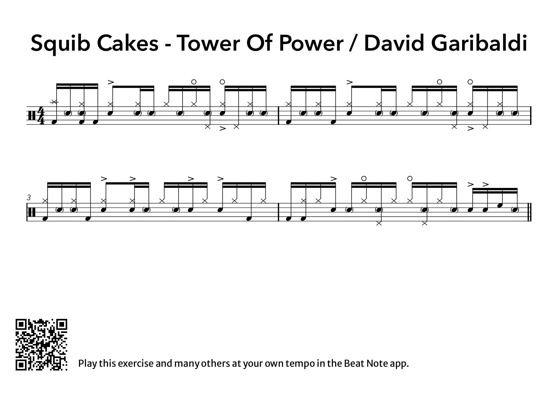 Squib Cakes - Tower Of Power - Drum Notation