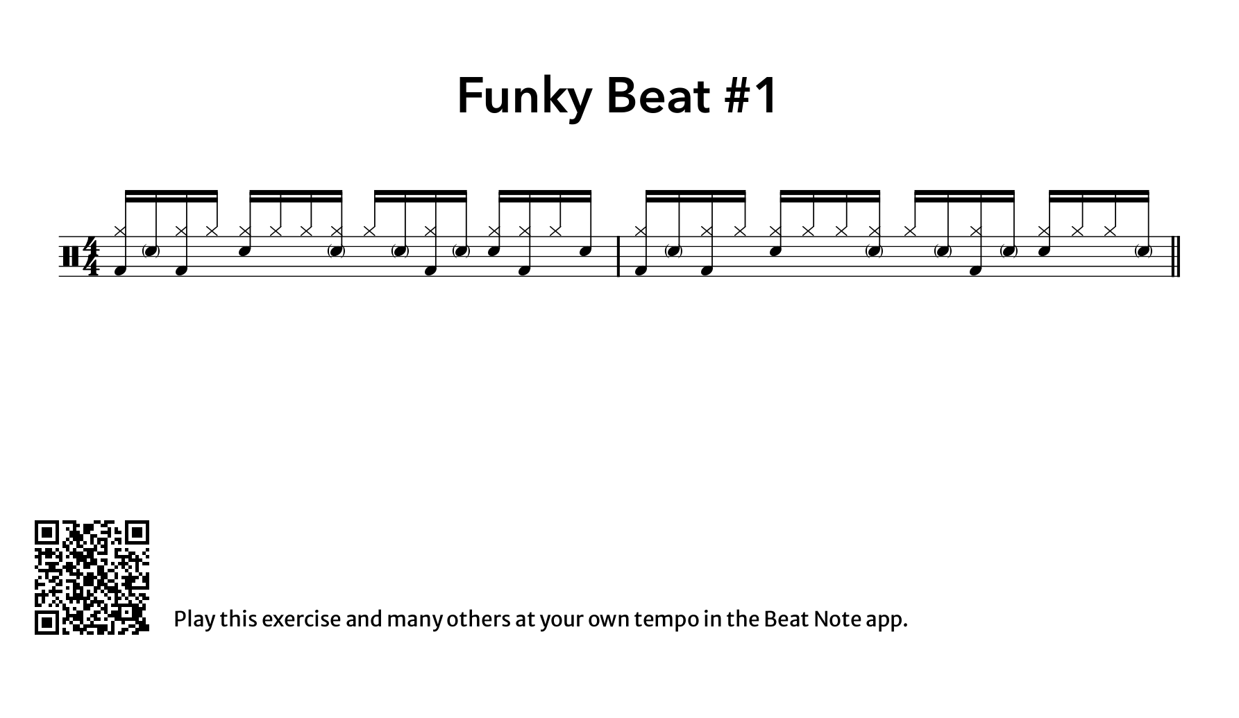 Funky Beat #1 - Drum Notation