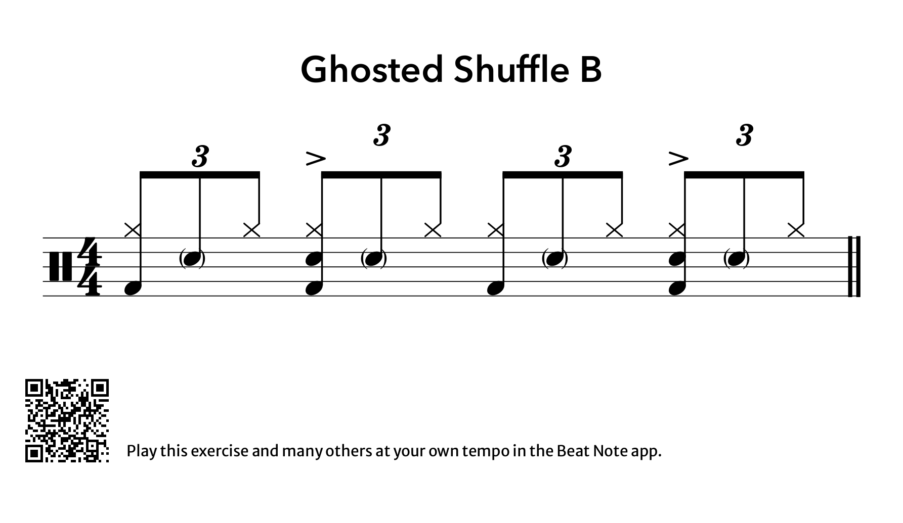 Ghosted Shuffle B - Drum Notation