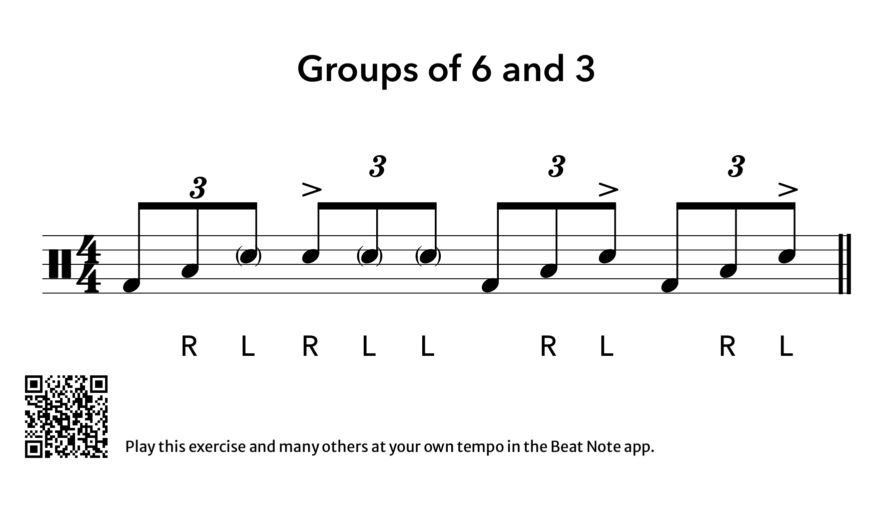 Groups of 6 and 3 - Drum Notation