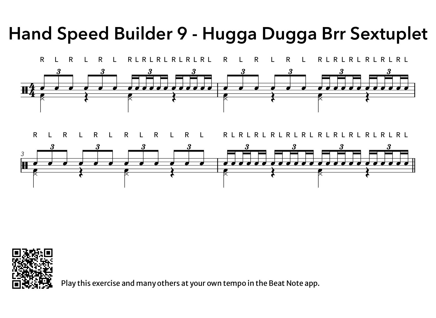 9. Hugga Dugga Brrr Sextuplet Singles - Drum Notation