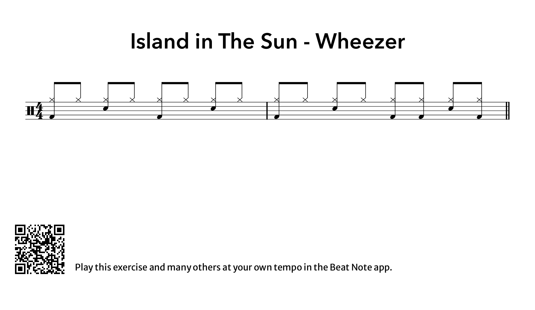 Island In The Sun - Groove - Drum Notation