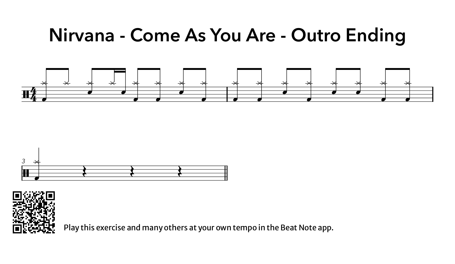 Nirvana - Come As You Are - Outro Ending - Drum Notation