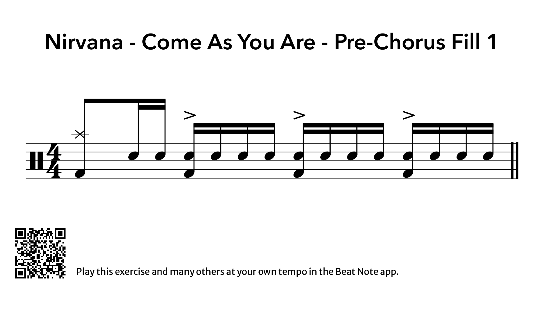 Nirvana - Come As You Are - Pre-Chorus Fill 1 - Drum Notation