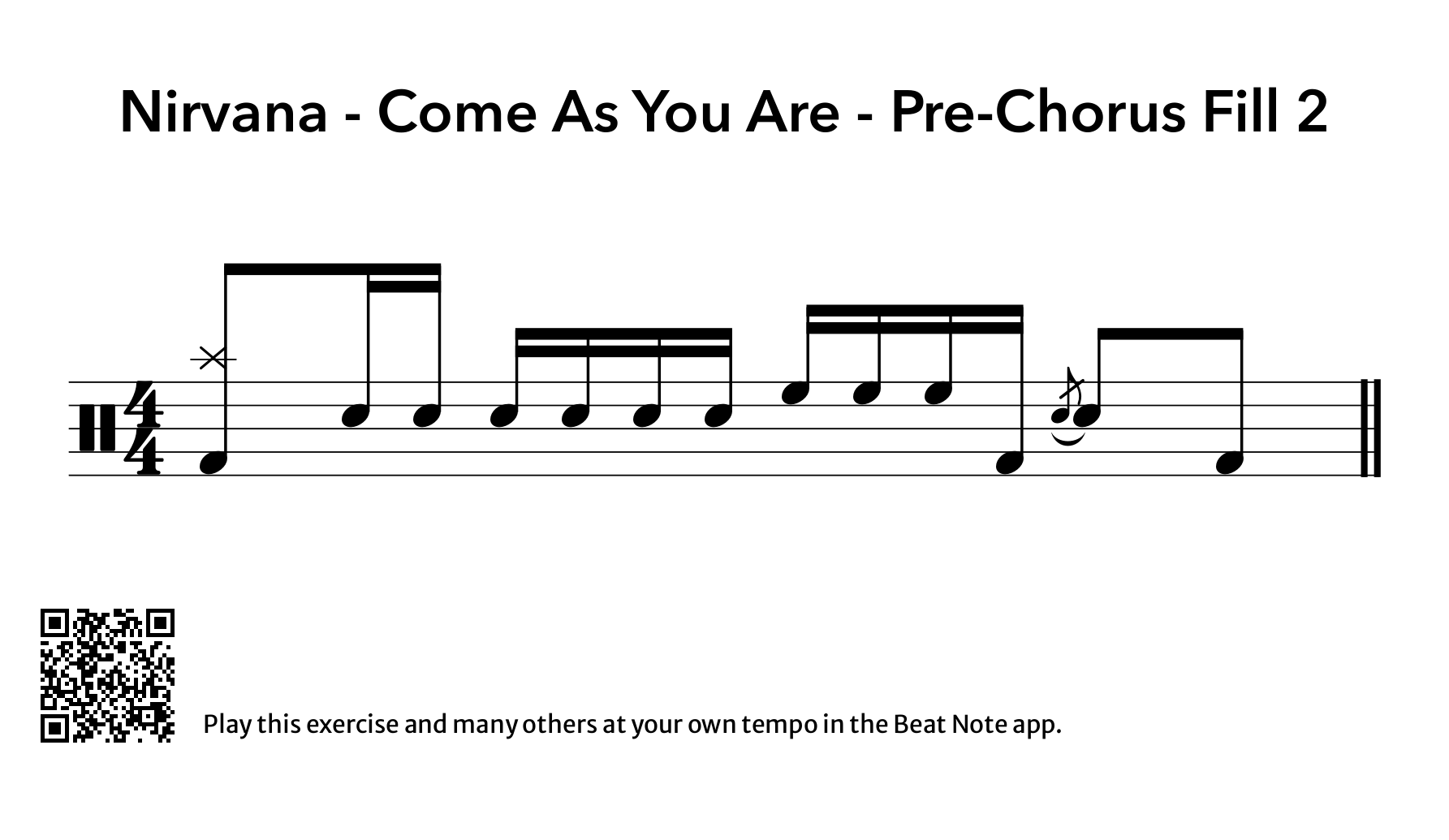 Nirvana - Come As You Are - Pre-Chorus Fill 2 - Drum Notation