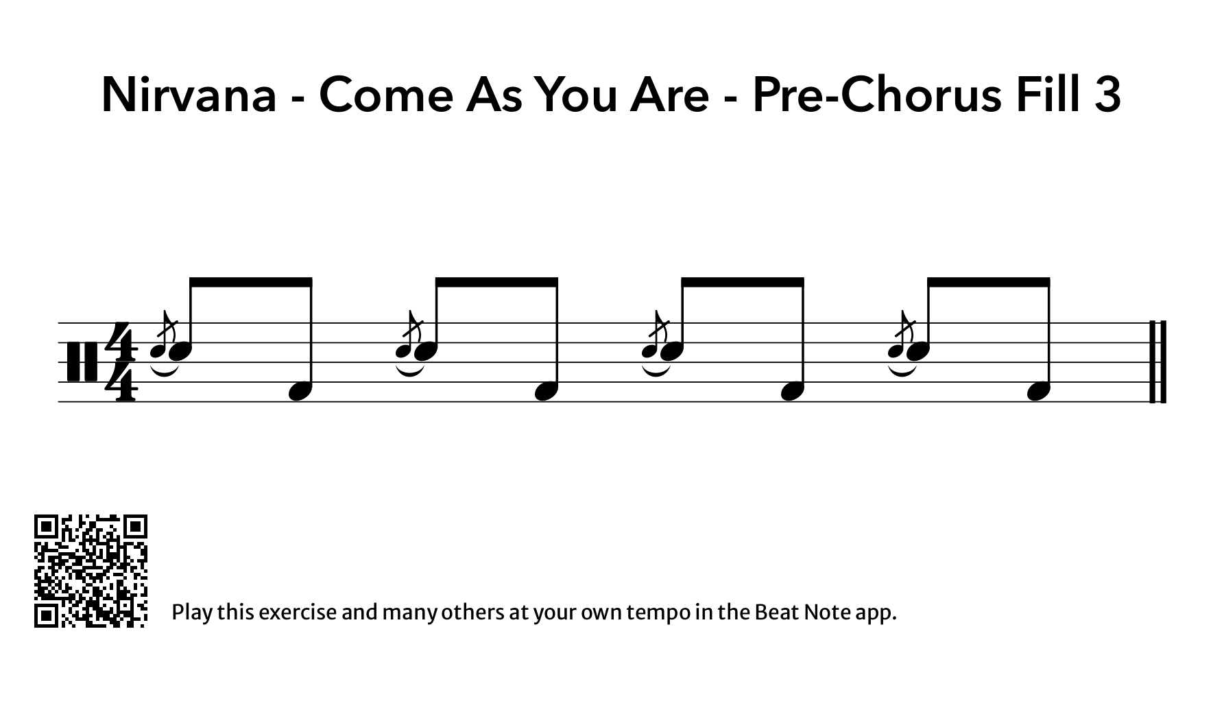 Nirvana - Come As You Are - Pre-Chorus Fill 3 - Drum Notation