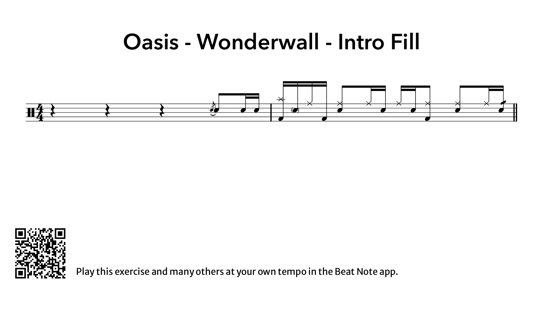 Oasis - Wonderwall - Intro Fill - Drum Notation