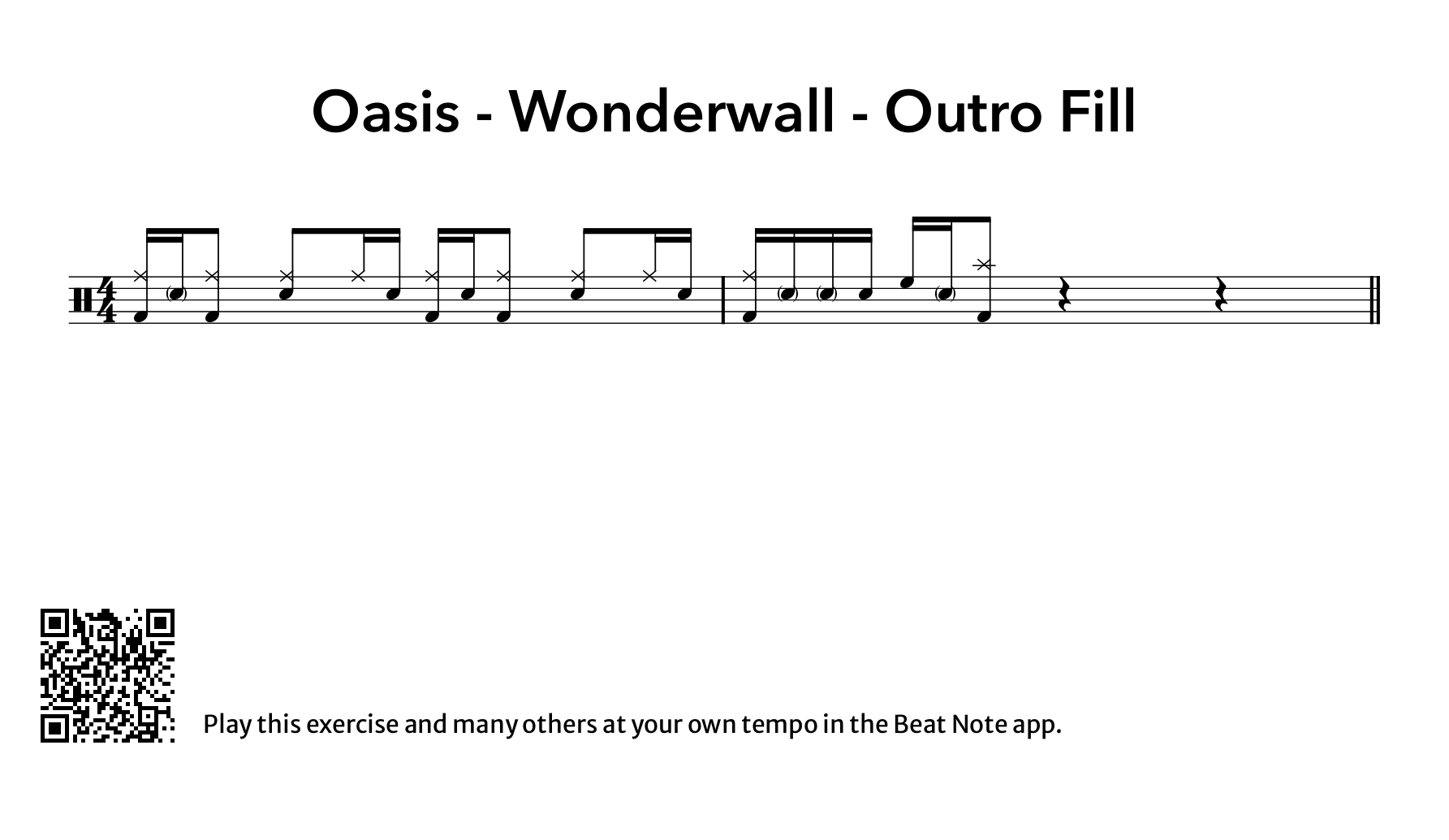 Oasis - Wonderwall - Outro Fill - Drum Notation