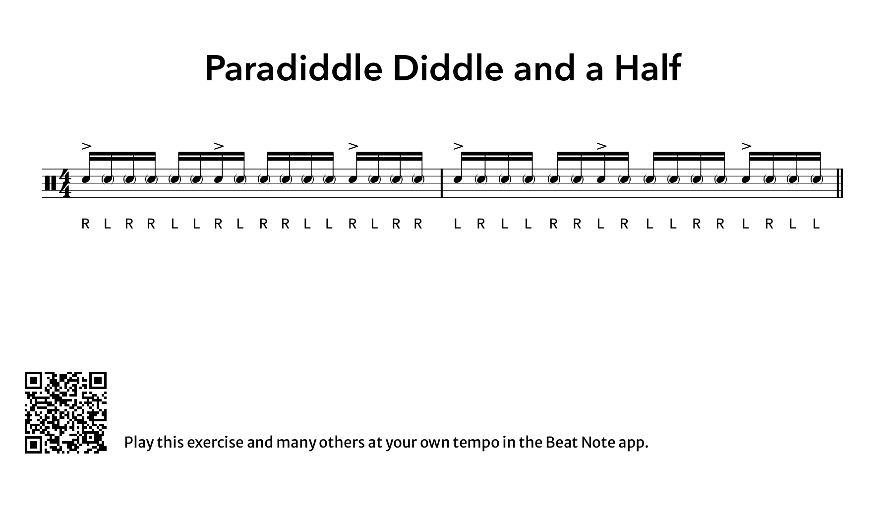 Paradiddle Diddle and a Half - Drum Notation