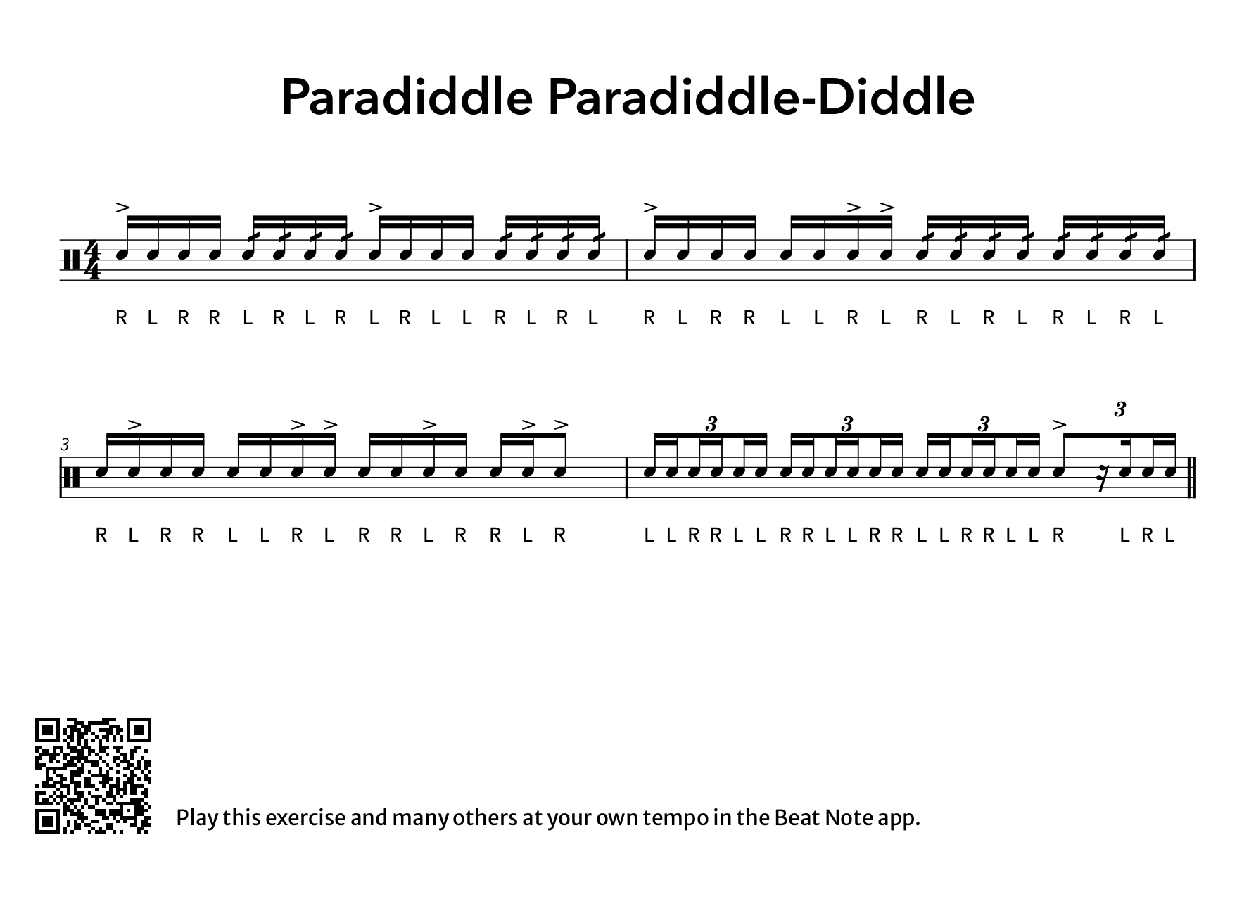 Paradiddle Paradiddle-Diddle - Drum Notation