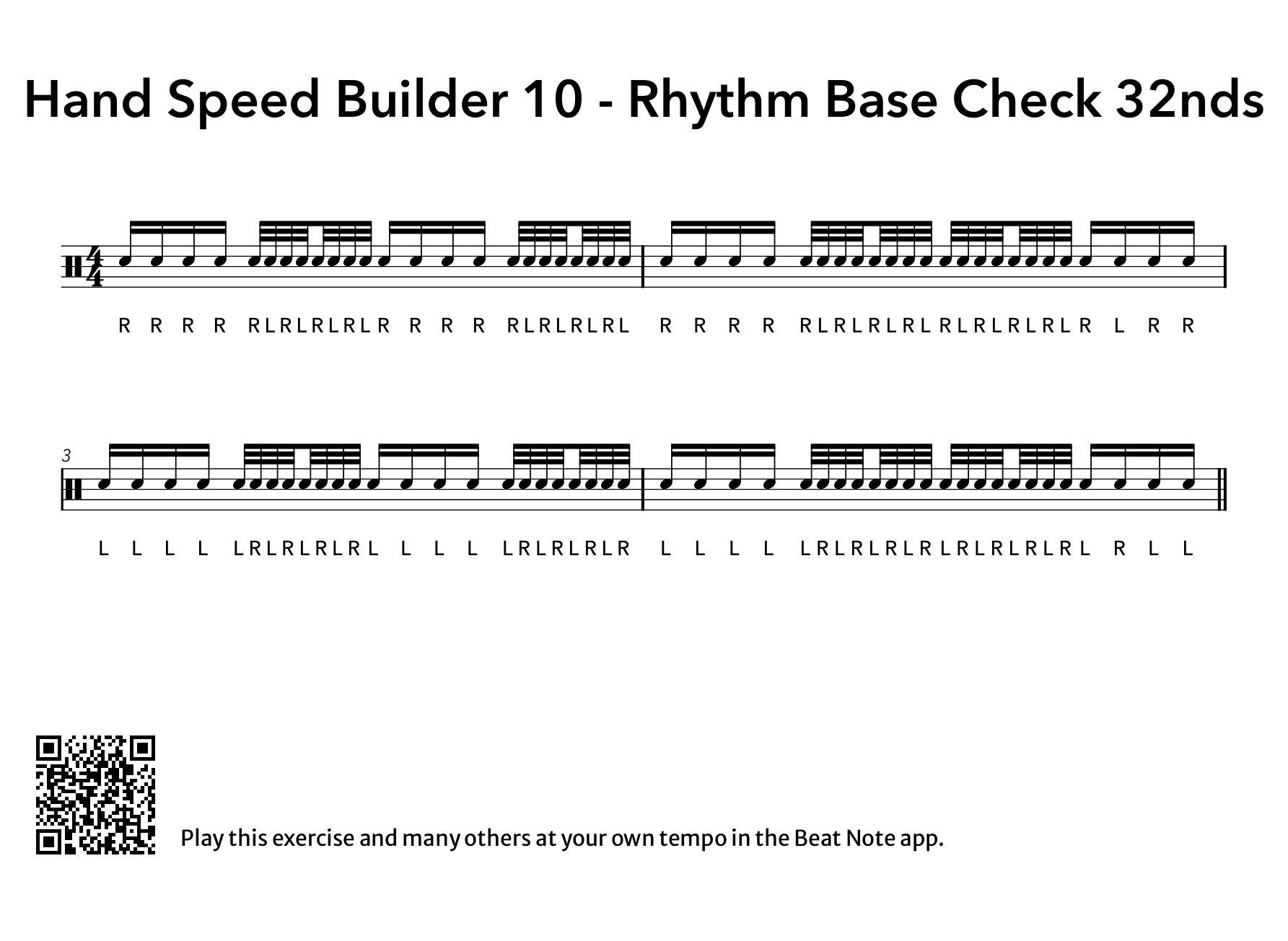 10. Rhythm Base Check 32nds - Drum Notation