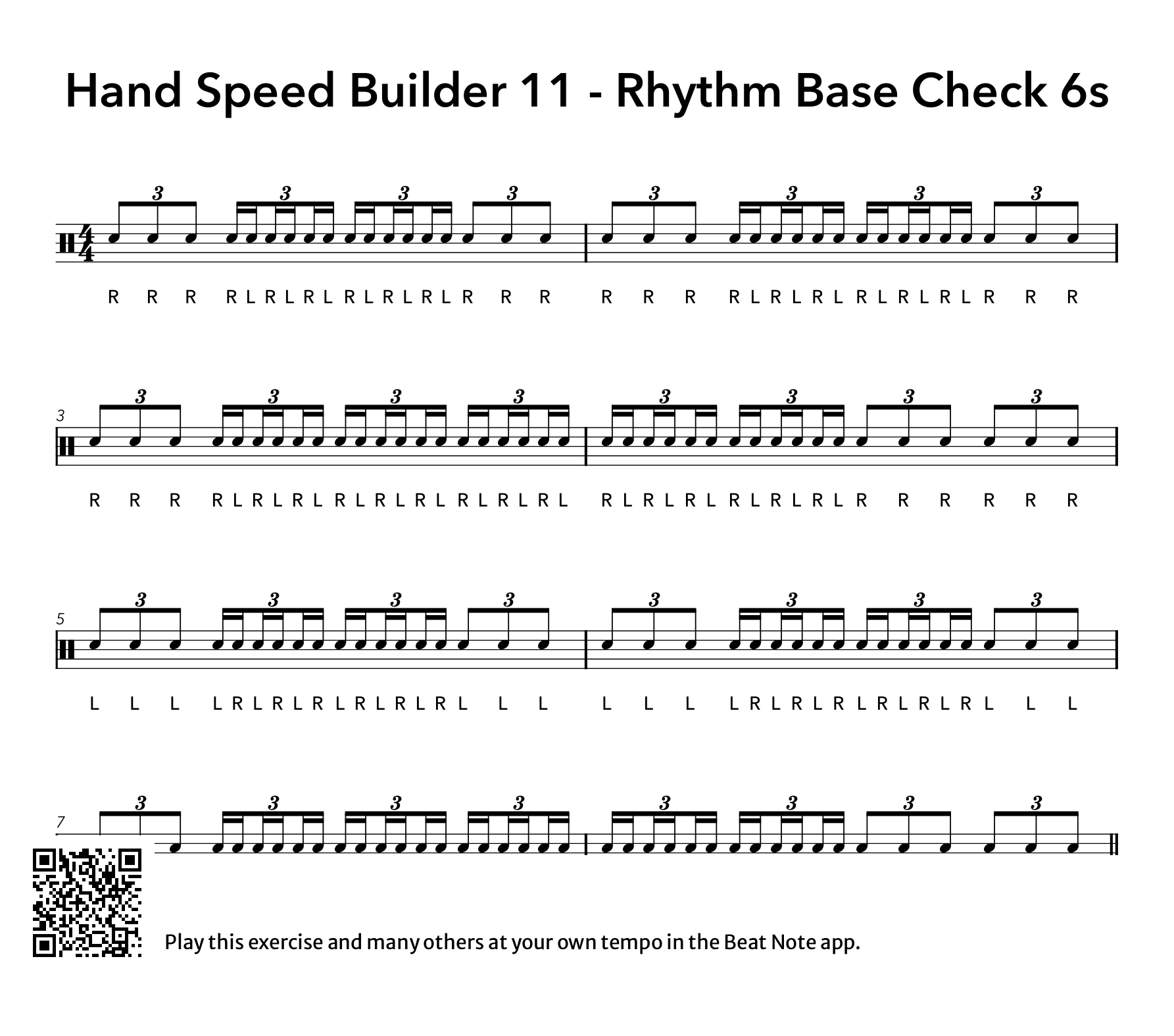 11. Rhythm Base Check 6s - Drum Notation