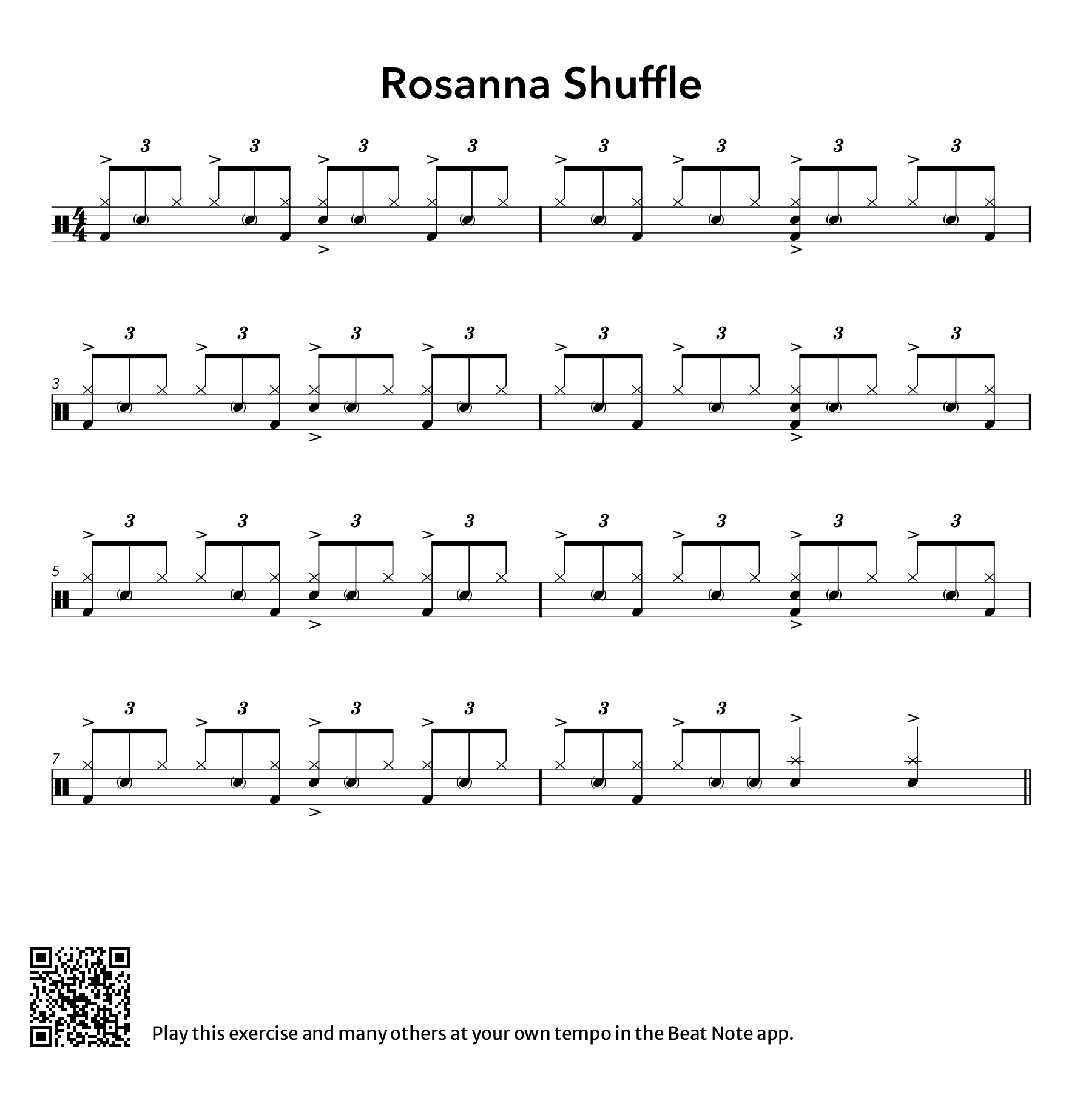 Shuffle from Toto's Rosanna - Drum Notation