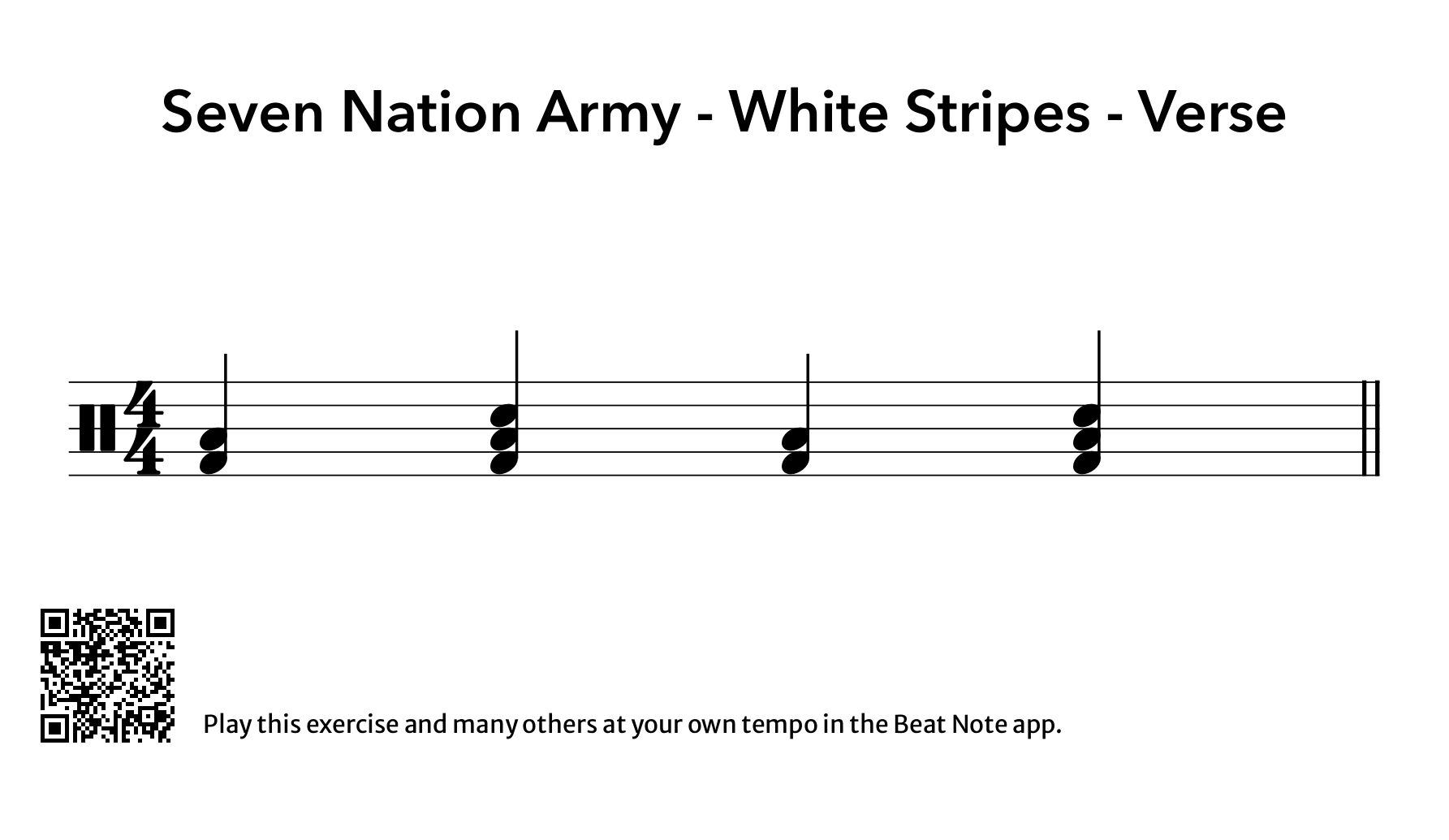 Seven Nation Army - Verse - Drum Notation