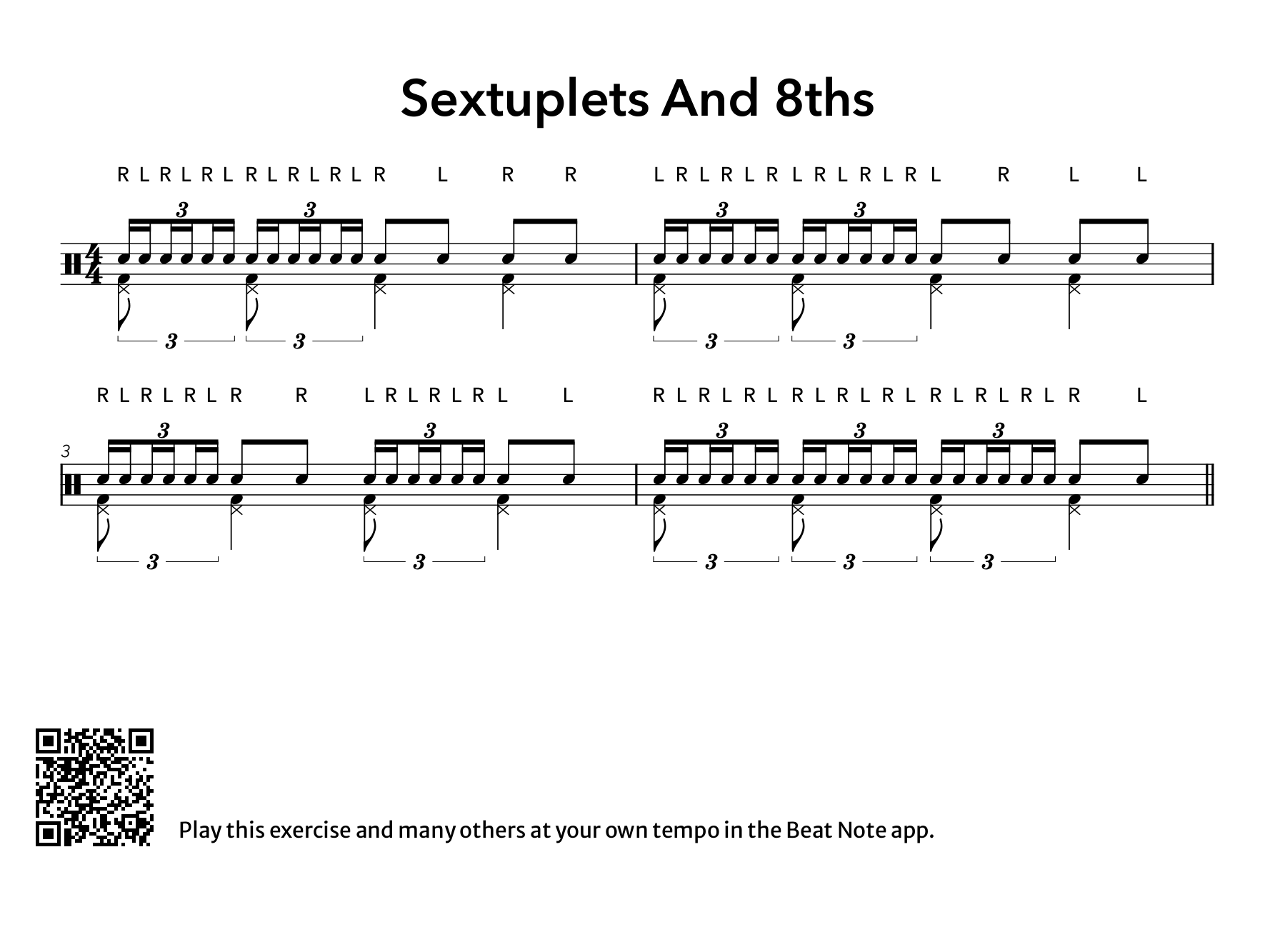 Sextuplets & 8ths - Drum Notation