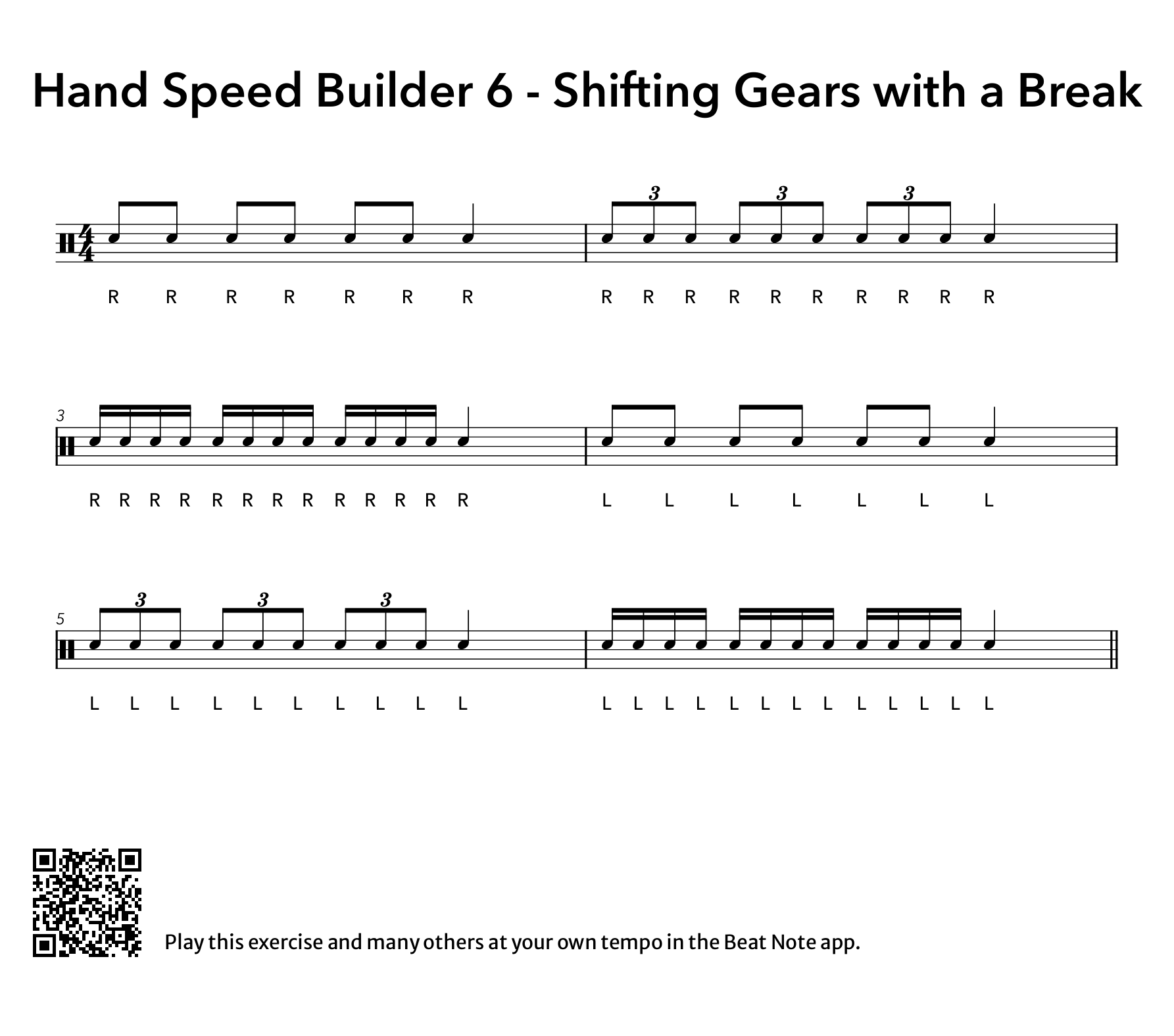 6. Shifting Gears with a Break - Drum Notation