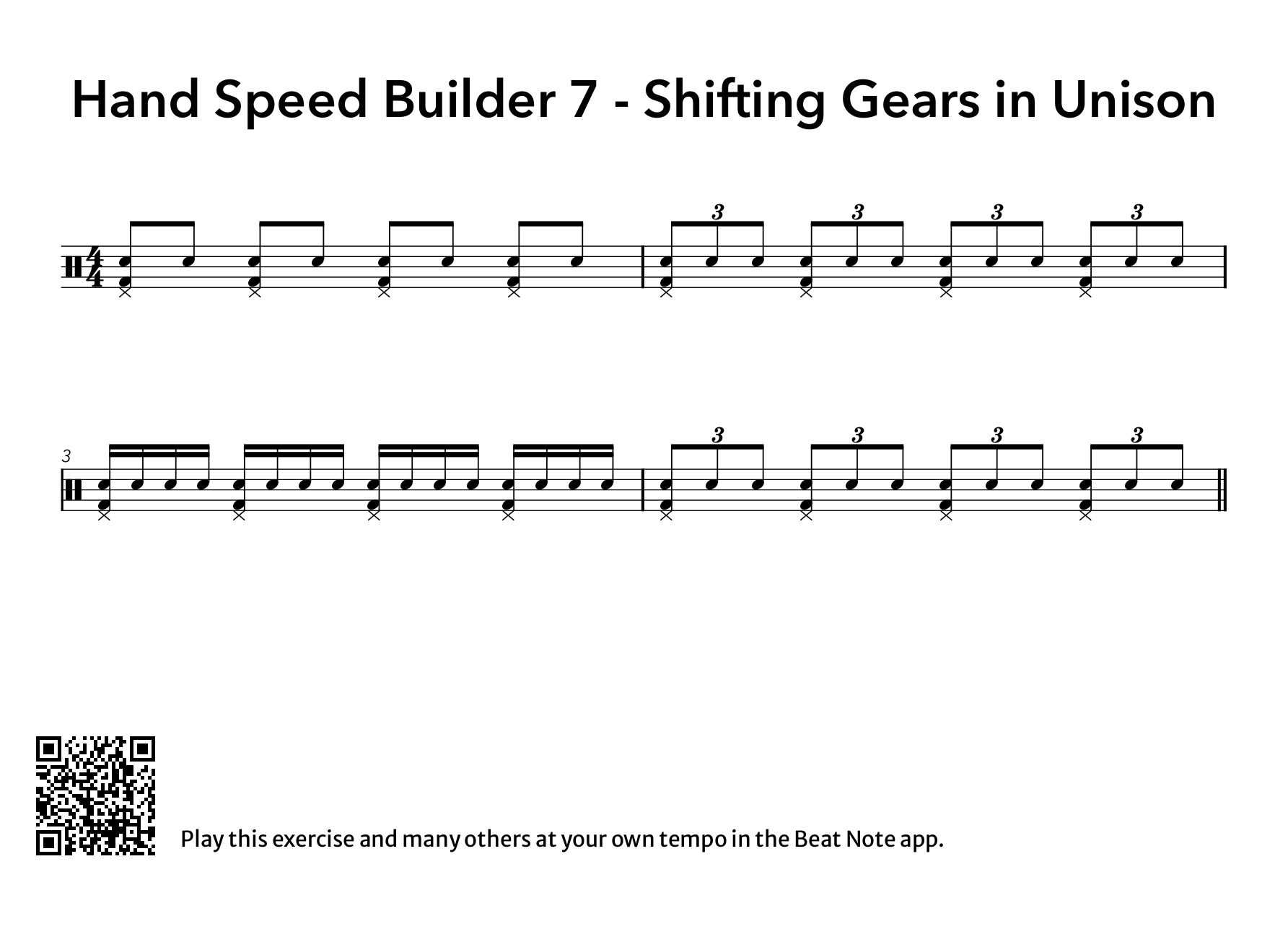 7. Shifting Gears in Unison - Drum Notation