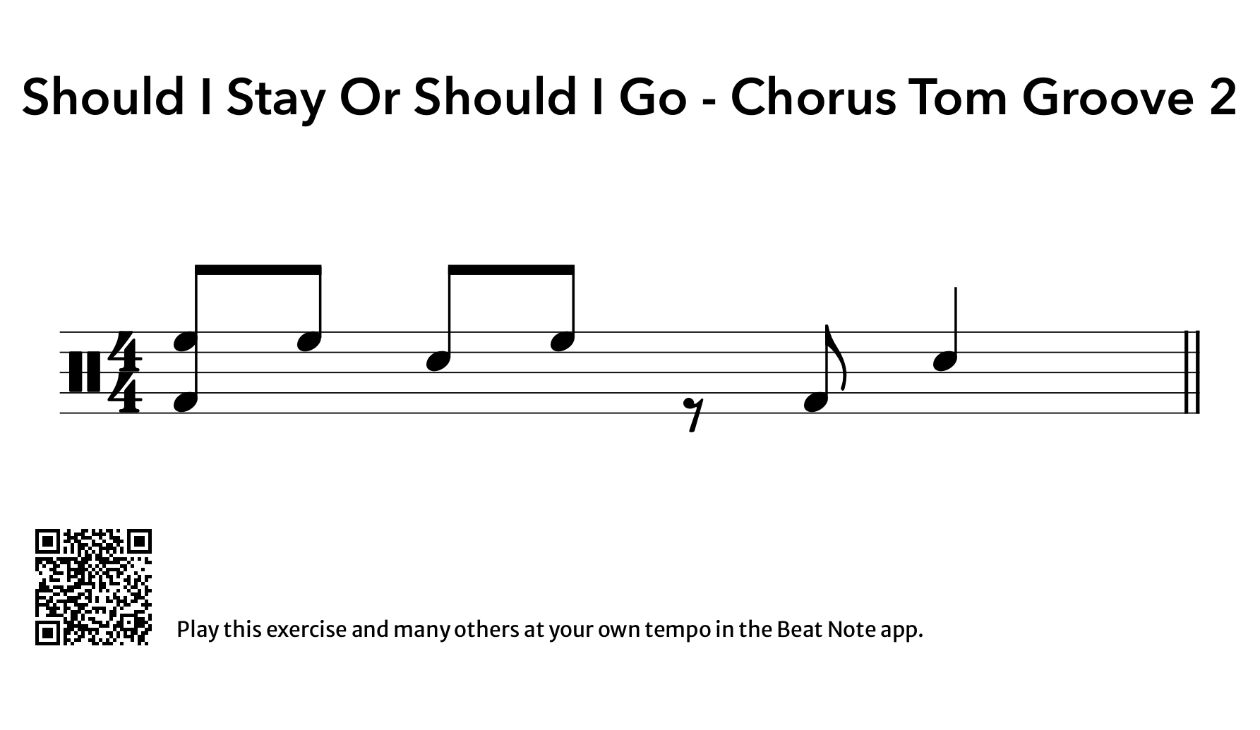 Should I Stay or Should I Go - The Clash - Chorus Tom Groove - Drum Notation