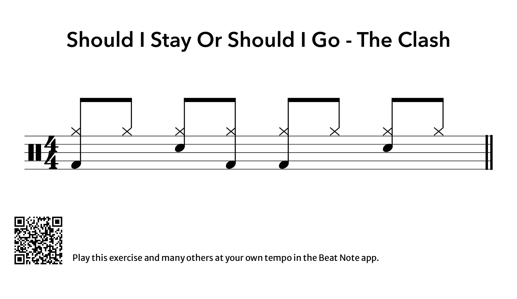 Should I Stay or Should I Go - The Clash - Verse - Drum Notation