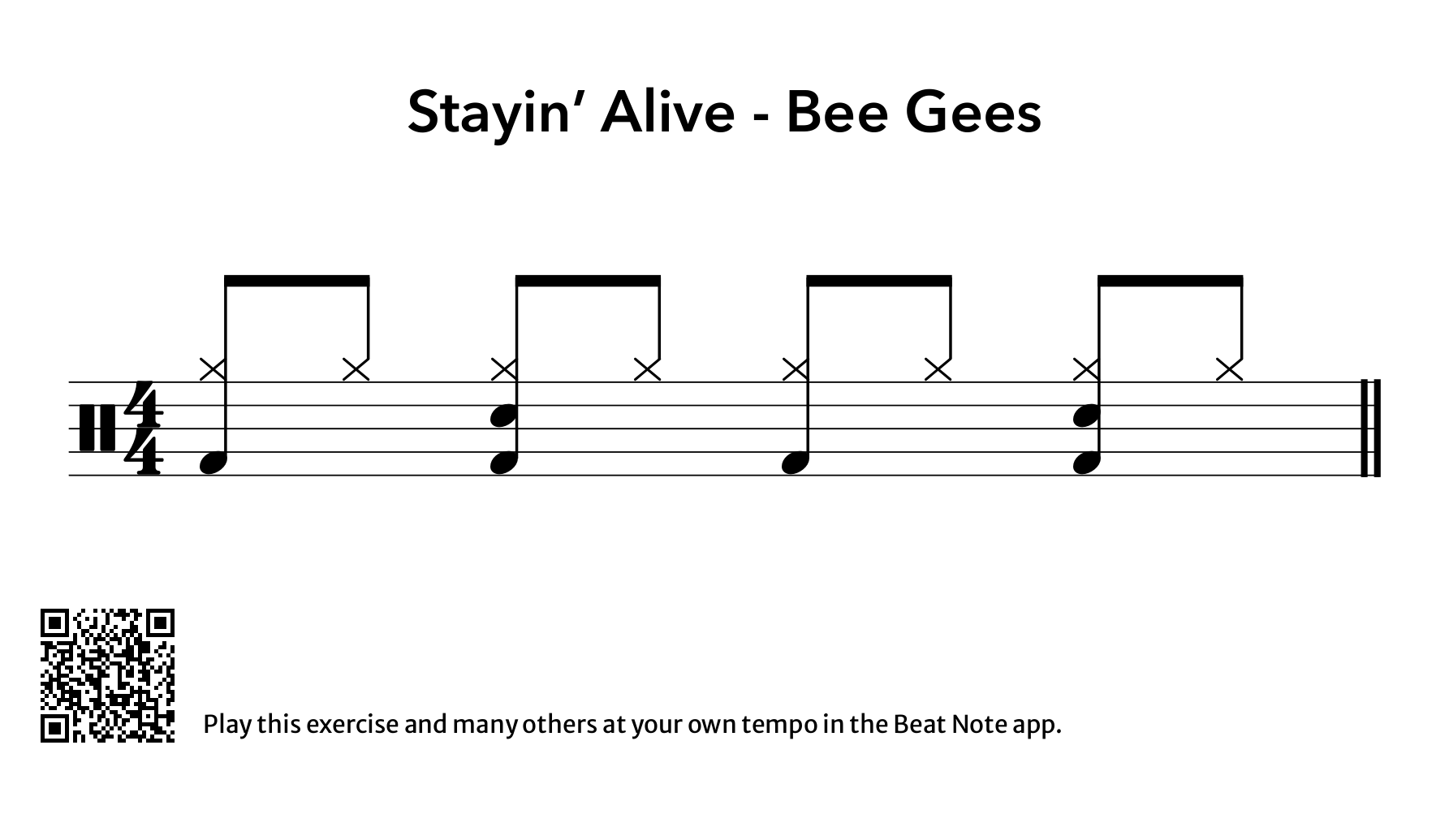 Stayin' Alive - Bee Gees - Drum Notation